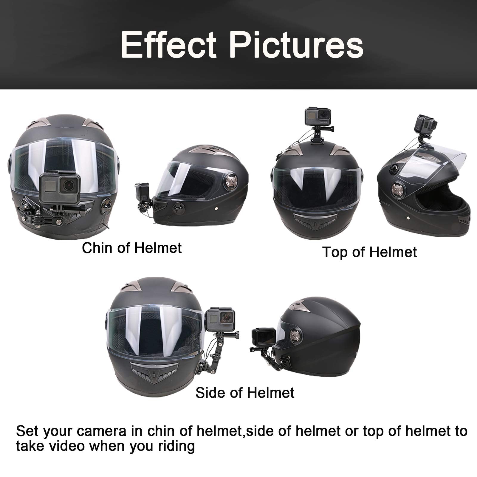 Wlpreoe 34In1 Motorcycle Helmet Chin Mount Kits For Gopro Hero 10 9 8 7 Black Silver White 6 5 4 Osmo And Other Action Camera Wi