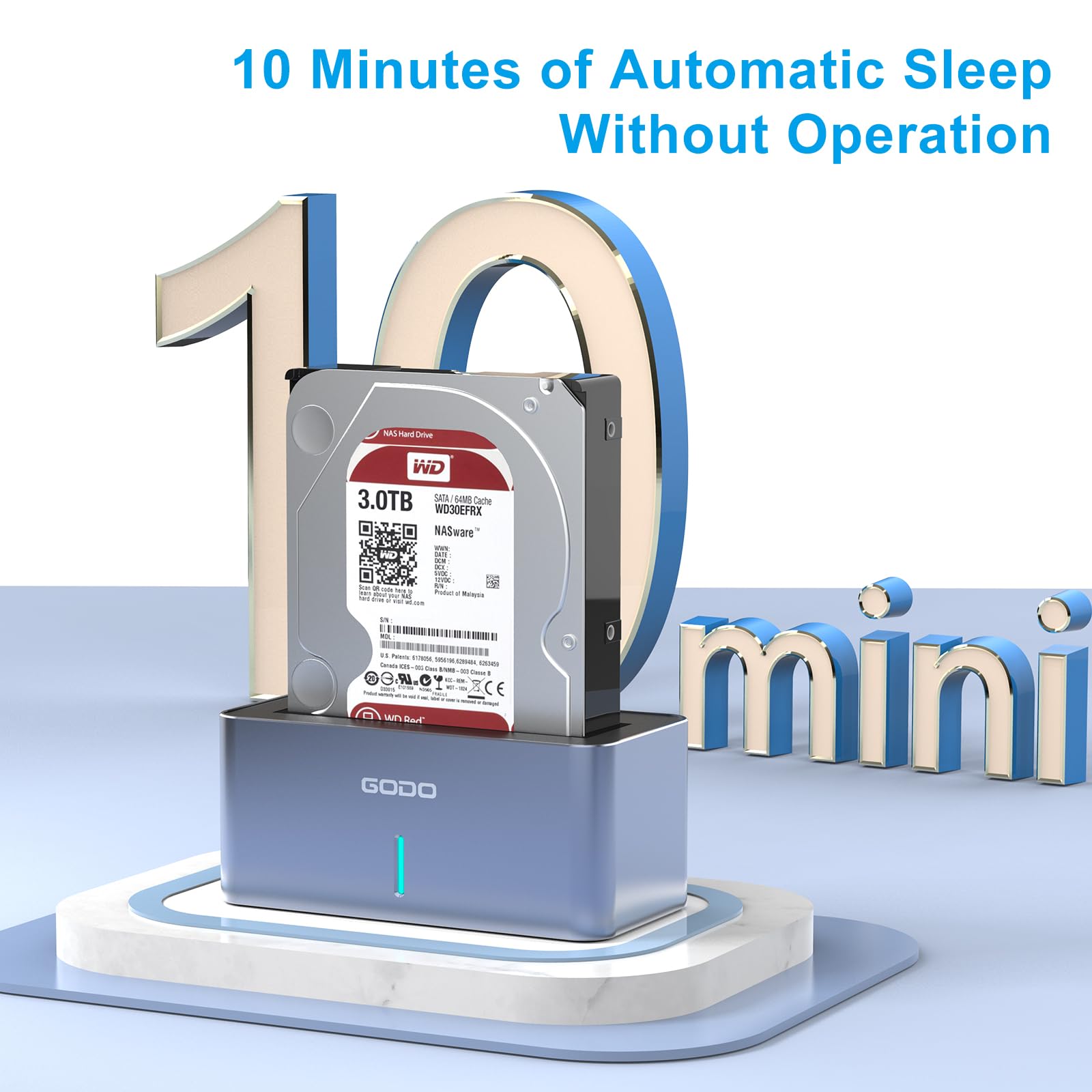 Godo Sas/Sata Hard Drive Docking Station Adapter, 2.5/3.5 Inch Usb 3.0 External Sas Enclosure, Hdd Ssd Converter With 12V/2.5A P