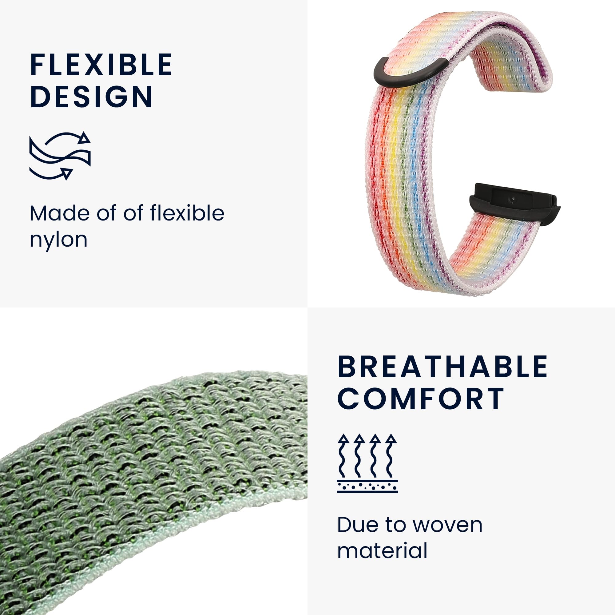 Kwmobile Nylon Smartwatch Strap Compatible With Fitbit Ace Lte Kids Watch Strap - 2X Fitness Tracker Replacement Wristband With