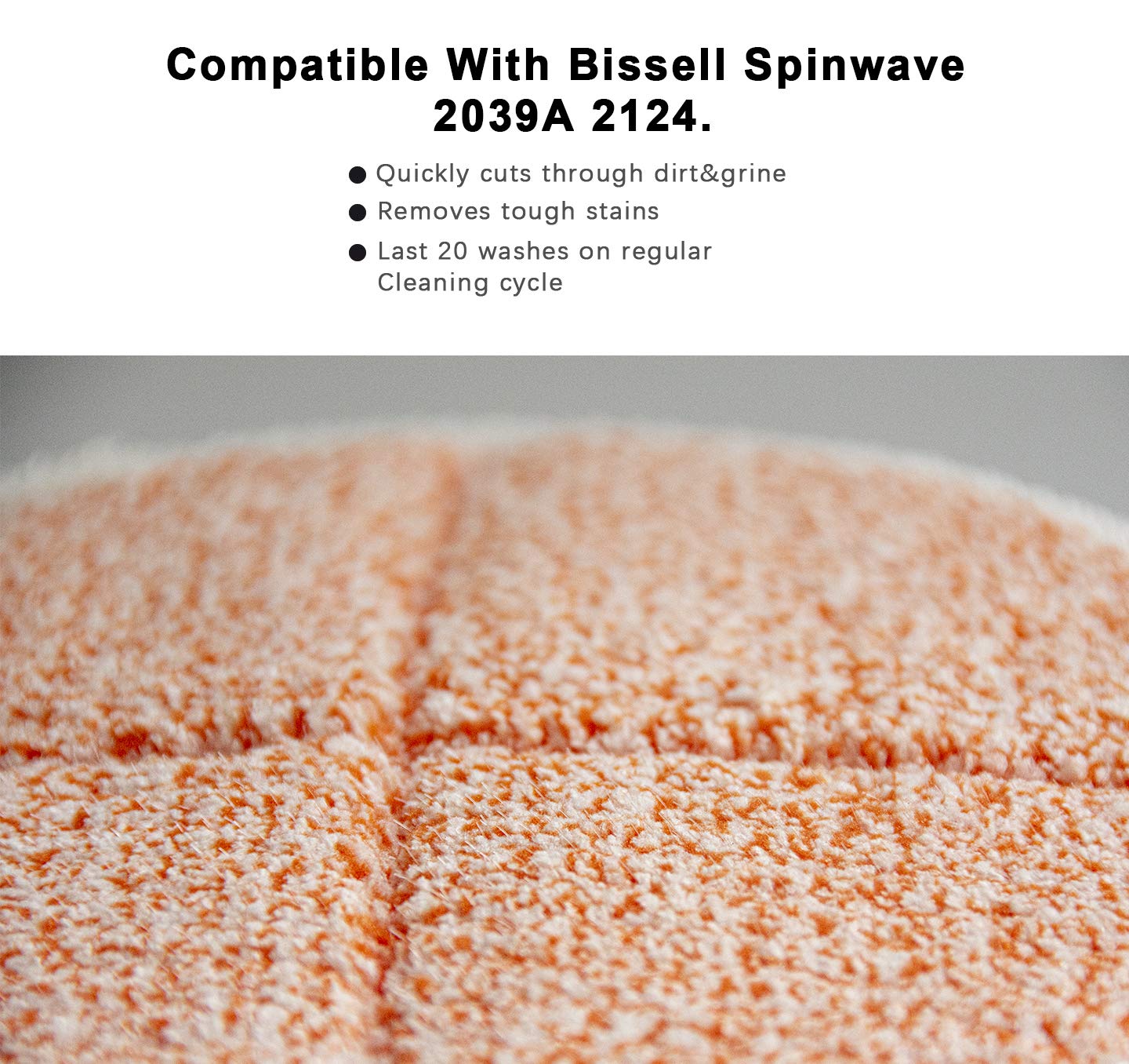 Biharnt 6 Pack 2124,2039A,2307,23157,20391,20399 Replacement Mop Pads Compatible With Bissell Spinwave Hard Mop Cleaner(Orange)