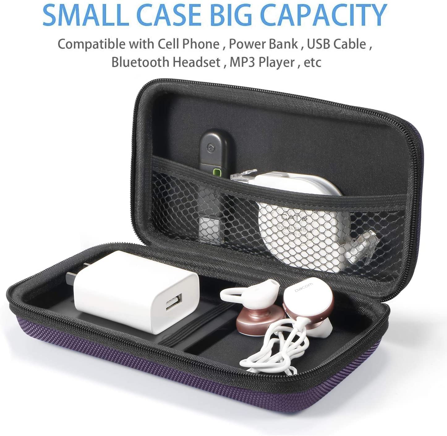 Glcon Hard Eva Carrying Case Protective Electronic Eva Storage Case For Power Bank, Hard Drive, Earbuds, Cell Phone, External Ba