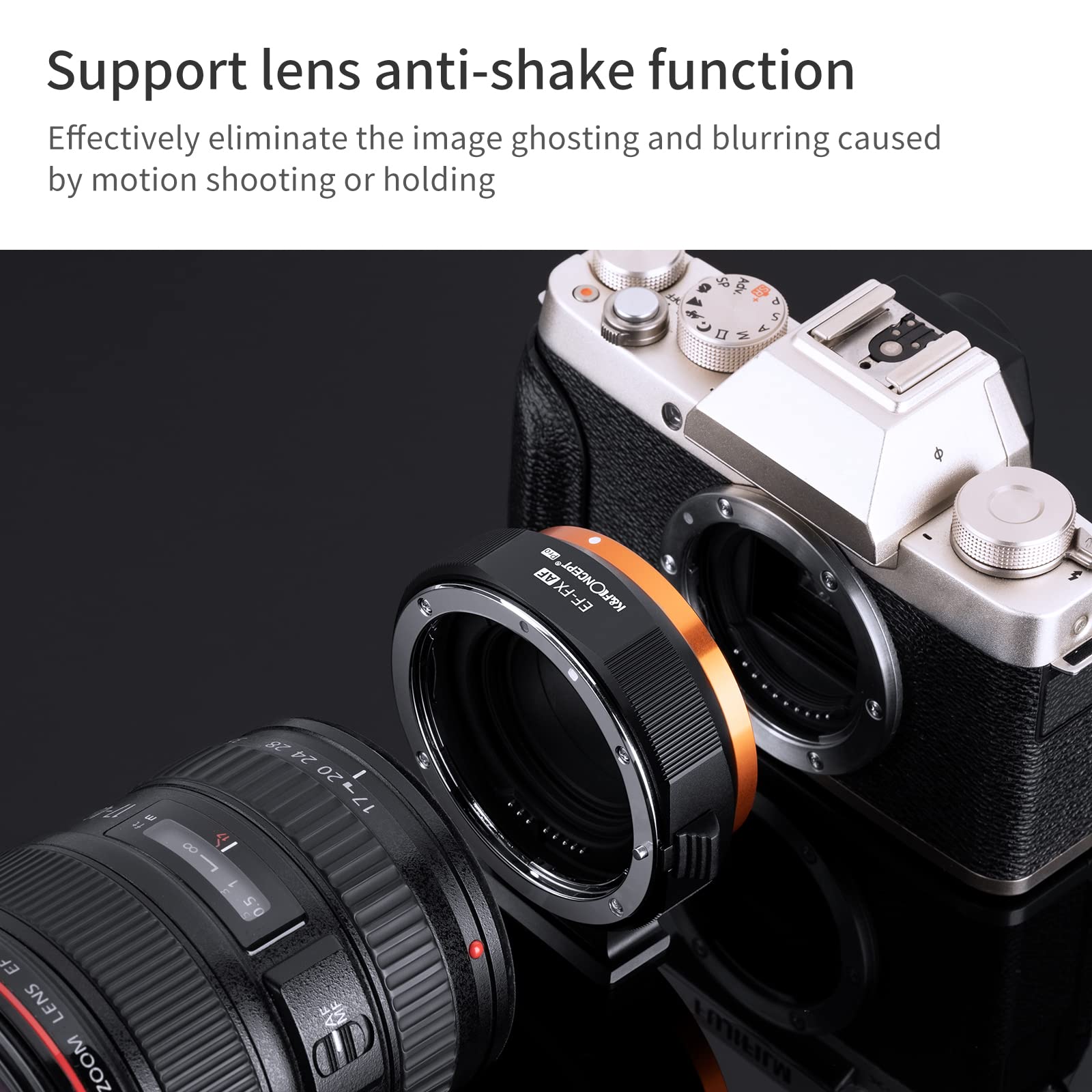 K&F Concept Auto Focus Ef/Ef S To Fx Lens Mount Adapter, Electronic Lens Mount Adapter Ring Compatible For Canon Ef Ef S Mount Lens To Fuji Fx Mount Cameras