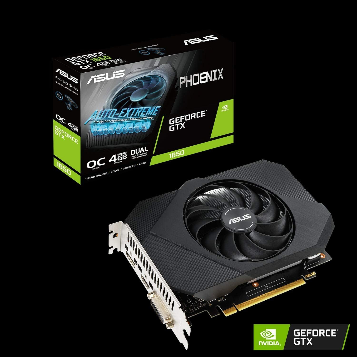 ASUS Phoenix NVIDIA GeForce GTX 1650 OC Edition Gaming Graphics Card (PCIe 3.0, 4GB GDDR6 Memory, HDMI, DisplayPort, DVID, 1x 6