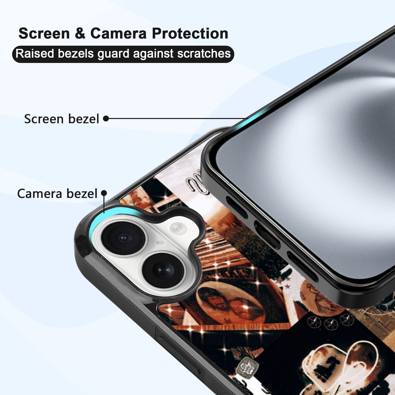 Onemiliayears Cool Cowboy Cowgirl Horse Phone Case, Hippie Western Iphone 16 Plus Case, Non-Slip Design, Soft Silica Gel Frame S