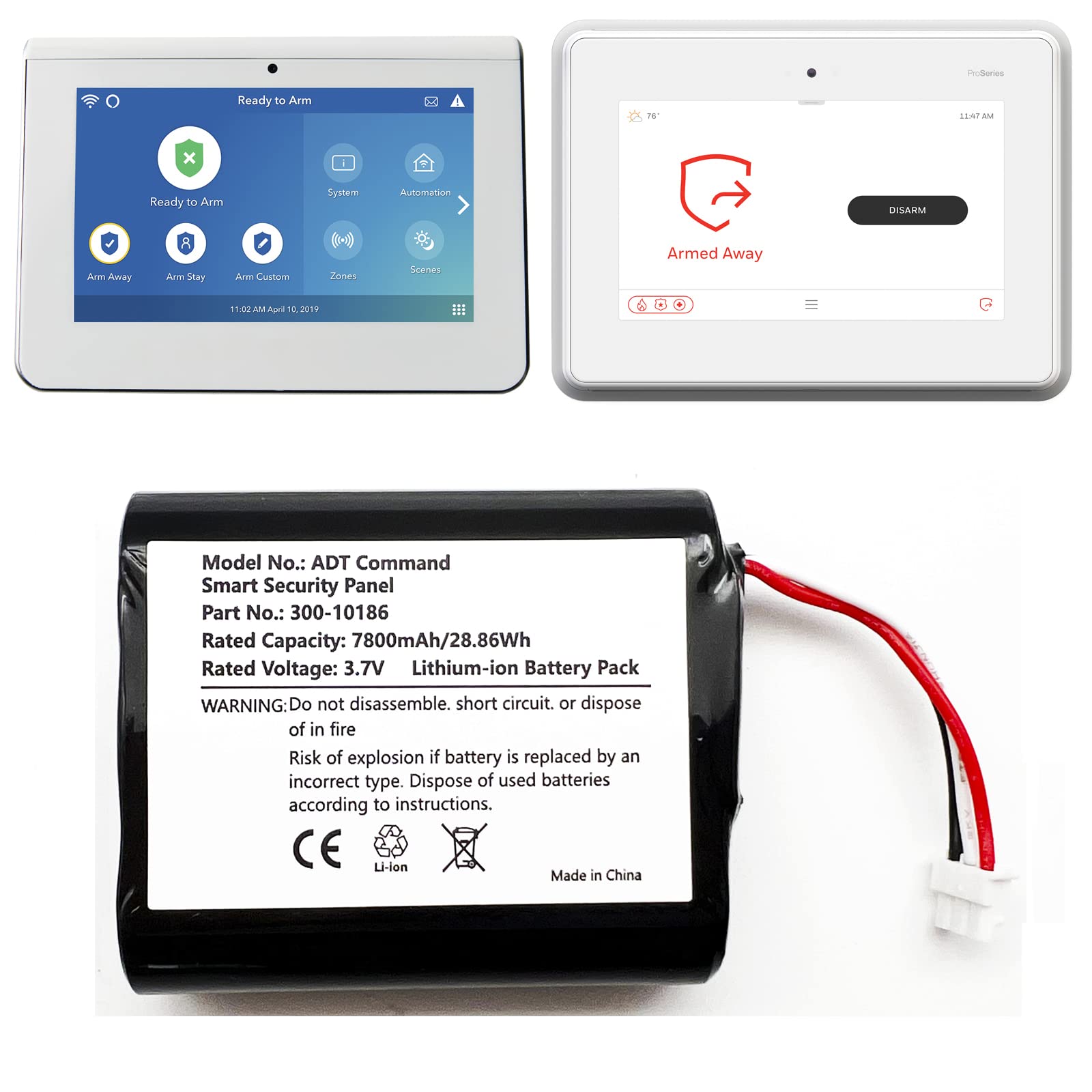 Fithood P/N 300 10186 Lithium Ion Battery Compatible With Adt Panel Adt Command Smart Security Panel Honeywell Pro 7 Ai05 2 Aio7