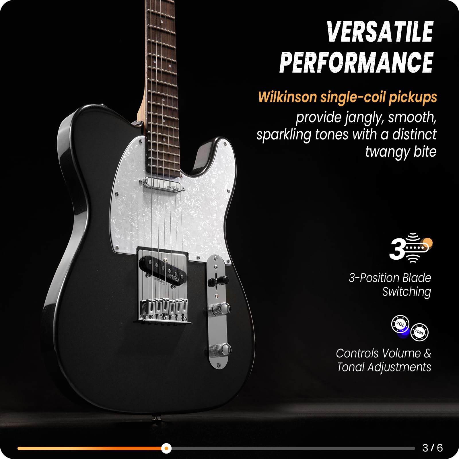 Fesley 39 Tl Style Electric Guitar: Solid Body Electric Guitars For Intermediate &Pro Players With Wilkinson Pickups,Grover Tune