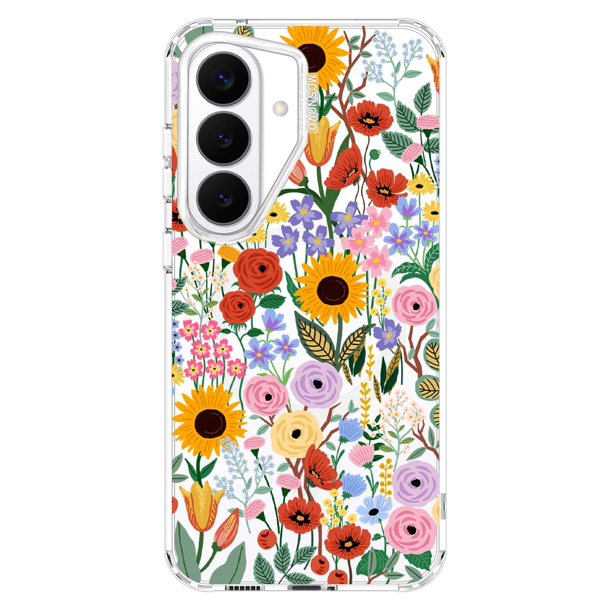 MOSNOVO for Samsung Galaxy S26 Clear Case, Fit for MagSafe, 6.6ft Military-Grade Shockproof Magnetic Protective Phone Cover,Blos