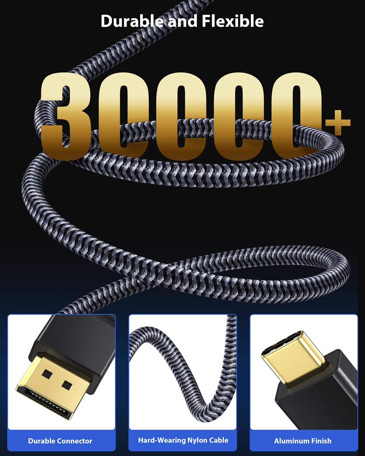 Maxonar Vesa Certified Usb C To Displayport 1.4, 8K 60Hz Thunderbolt 4/3 /Usb4 To Dp Cable 6.6Ft/2M(4K 60Hz 144Hz 120Hz 2K 240Hz