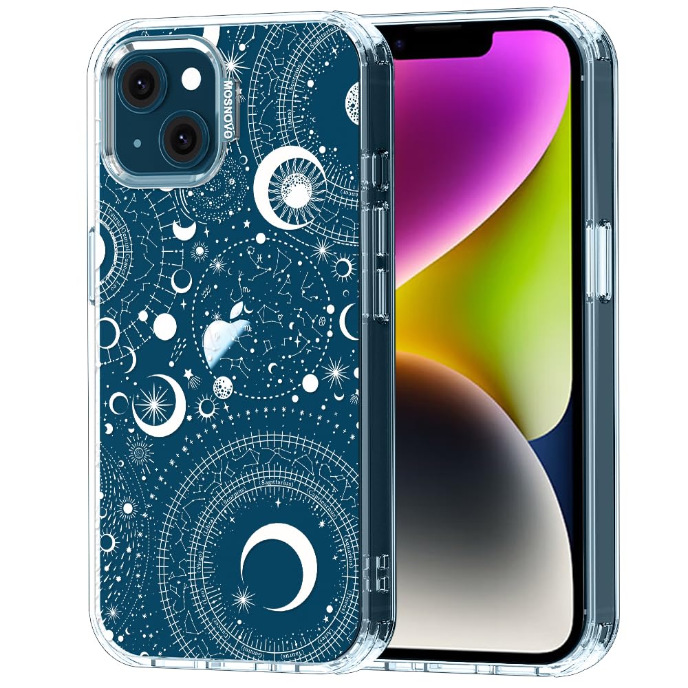 MOSNOVO for iPhone 13/14 Case | Military Grade 6.6ft Drop Tested | Clear with Constellation Design