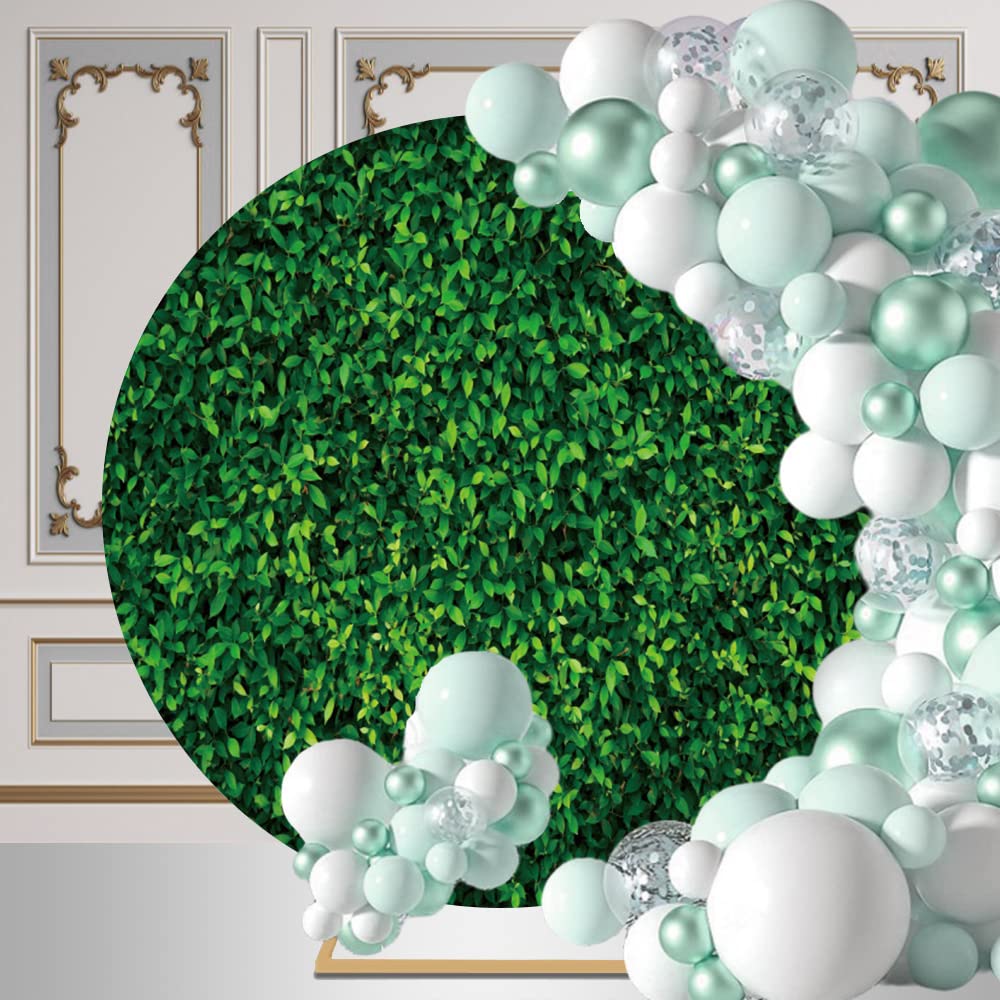 Greenery Green Leaves Round Backdrop Cover Nature Spring Outdoorsy Circle Backdrop Birthday Theme Party Decorations Photography