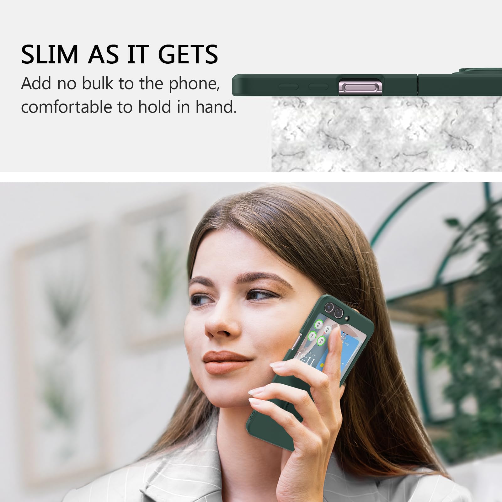 Ueebai Case For Samsung Galaxy Z Flip 5 5G, Slim Liquid Silicone Phone Case With 360 Rotatable Ring Holder Kickstand Fashion Mag