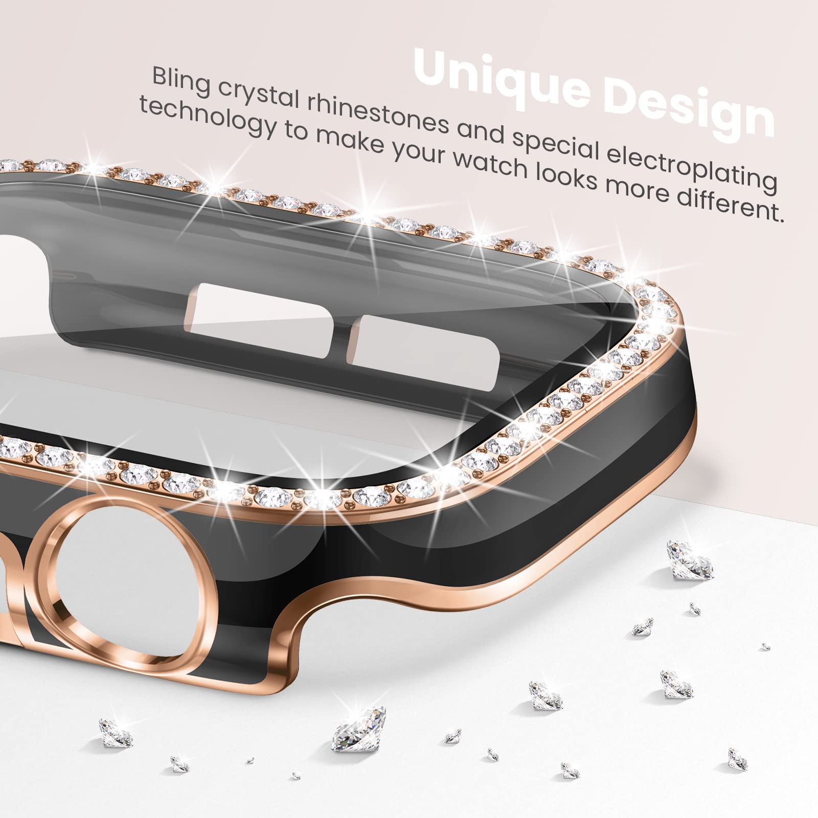 Goton 2 Pack Bling Case For Apple Watch Screen Protector 40Mm Se (2Nd Gen) Series 6 5 4, Women Glitter Diamond Rhinestone Bumper