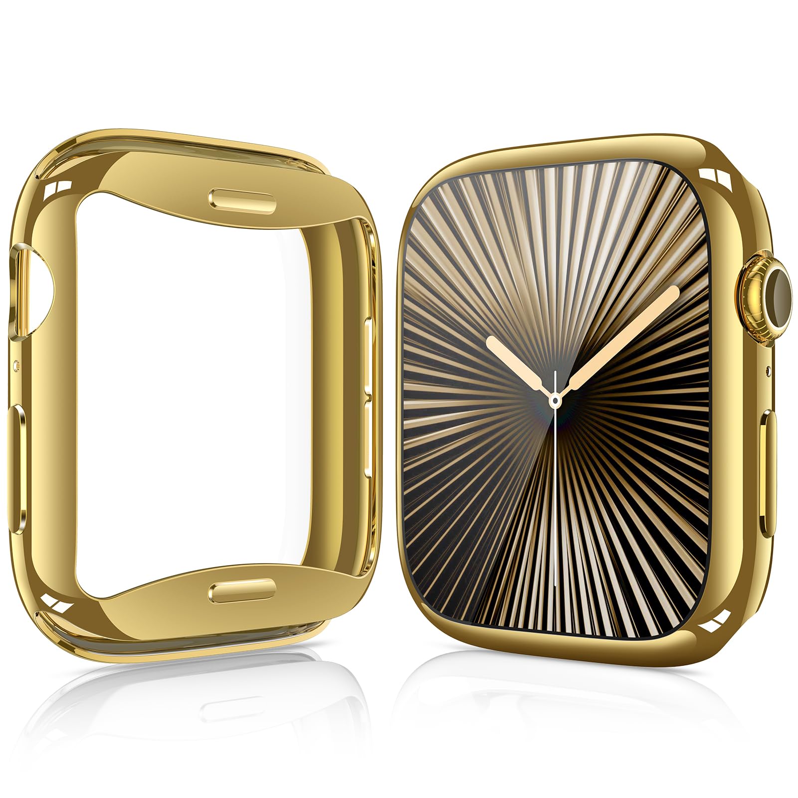 [2 Pack] JULK 42mm Gold Case with Screen Protector for New Apple Watch 11 (2025), Slim Guard Bumper, Full Coverage Soft TPU Prot