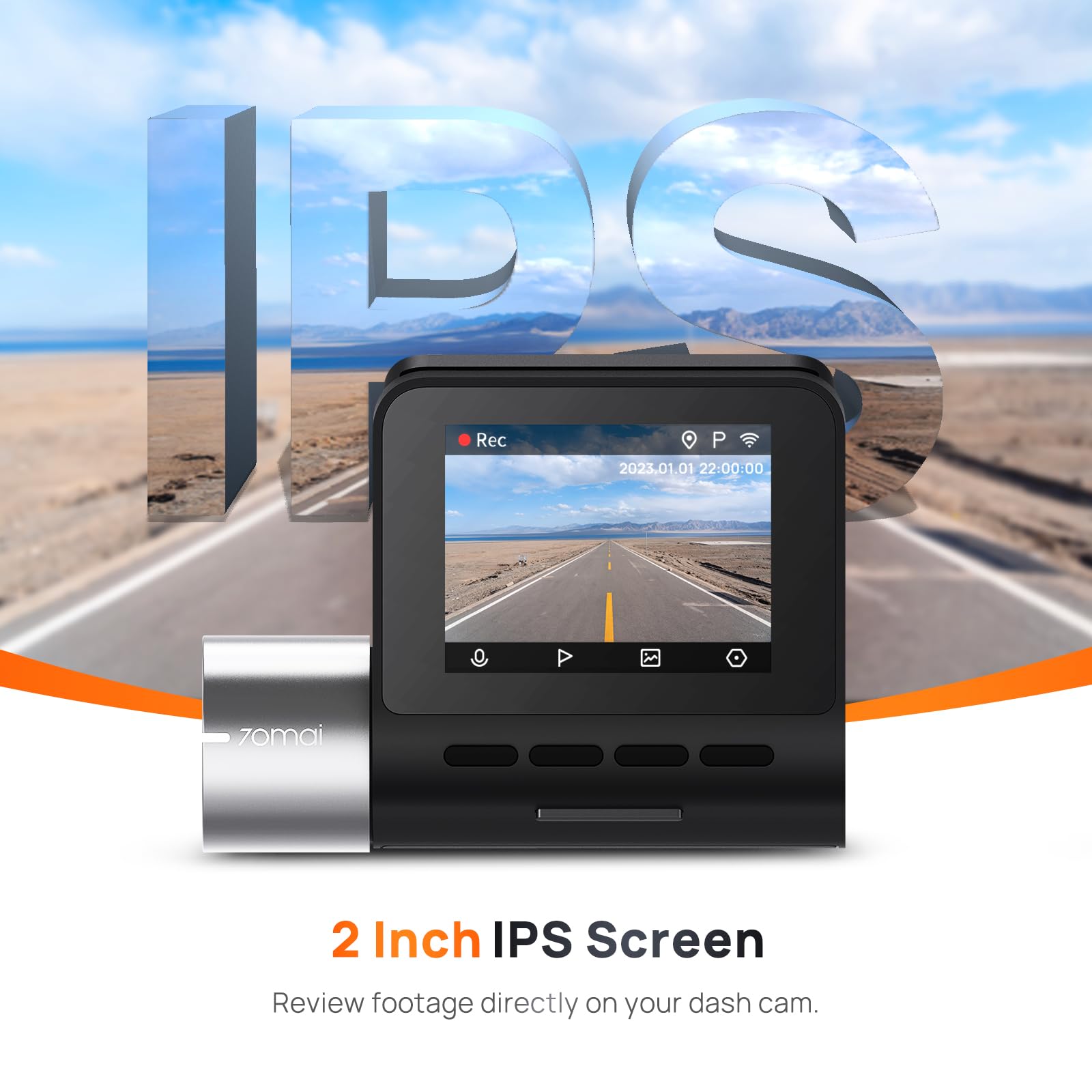 70Mai True 2.7K 1944P Ultra Full Hd Dash Cam A500S, Front And Rear, Built In Wifi Gps Smart Dash Camera For Cars, Adas, Sony Imx