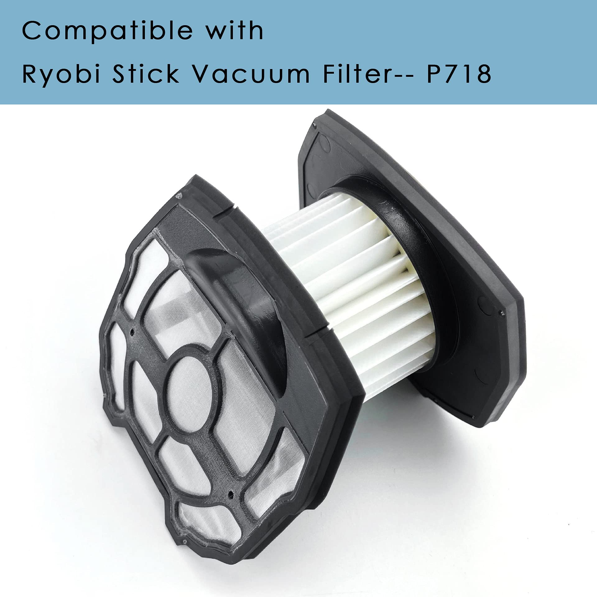 3 Pack Filter Replacement For Ryobi P718 313282002 18 Volt Strut Stick Vacuum Cleaner P718K P7181 Part 313282001 Replacement Fil
