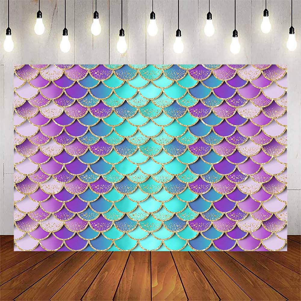 Avezano Mermaid Backdrops For Girls Birthday Glitter Mermaid Scales Princess Baby Shower Party Decorations Photo Booth Studio Pr