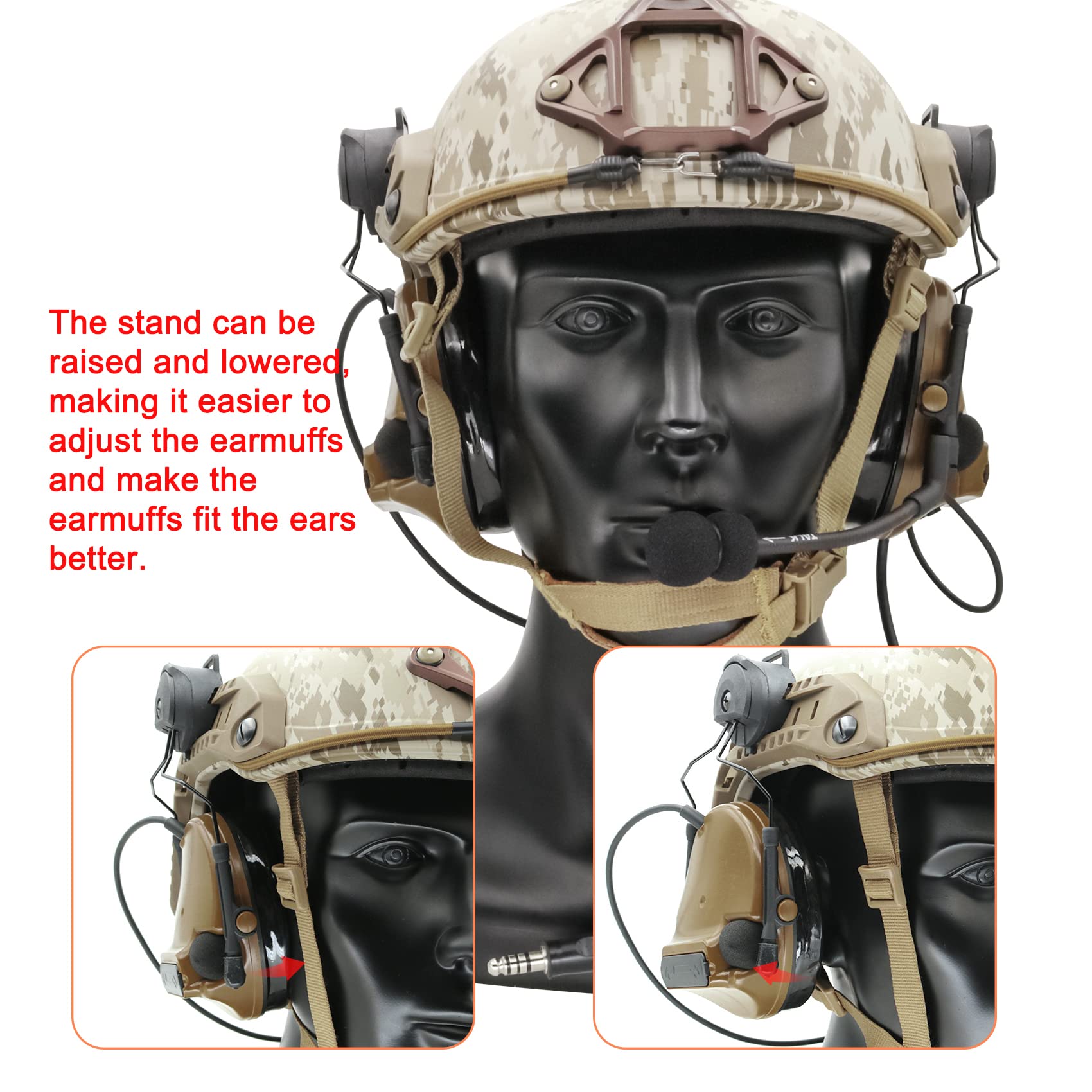 Hearfalcom Comta Iii Tactical Headset Helmet Arc Rail Adapter Bracket Version Noise Cancelling Pickup Shooting Headset For Airso