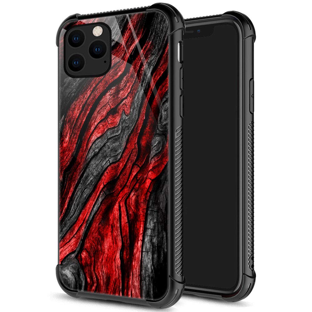 Zhegailian Case Compatible With Iphone 12 Mini,Red Wood Grain Case For Iphone 12 Mini For Boys Men,Pattern Design Anti Scratch O