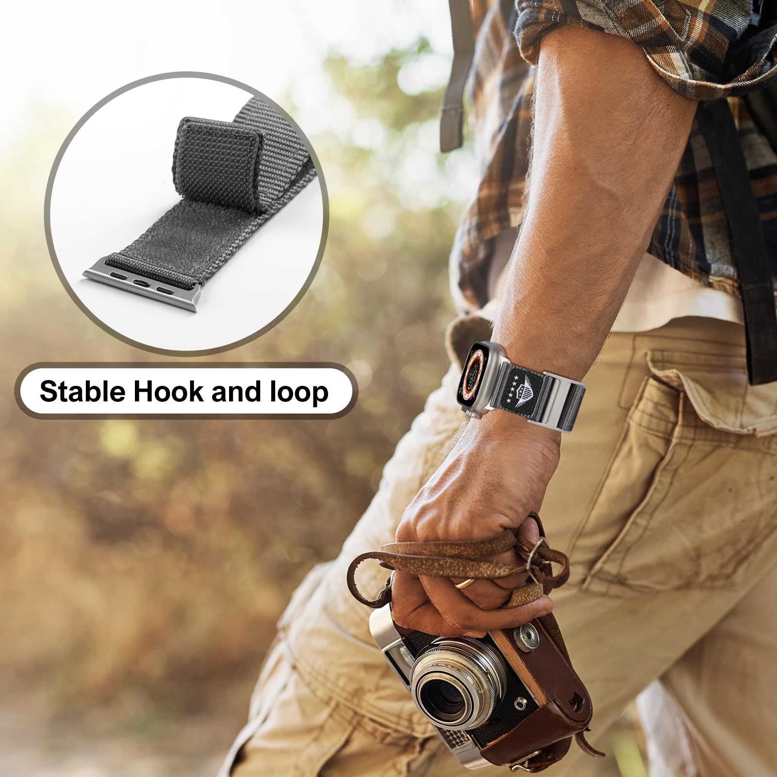 Rugged Nylon Band Compatible With Apple Watch Ultra Band 49Mm 45Mm 44Mm 42Mm,Soft Sport Loop Adjustable Wristbands Replacement S