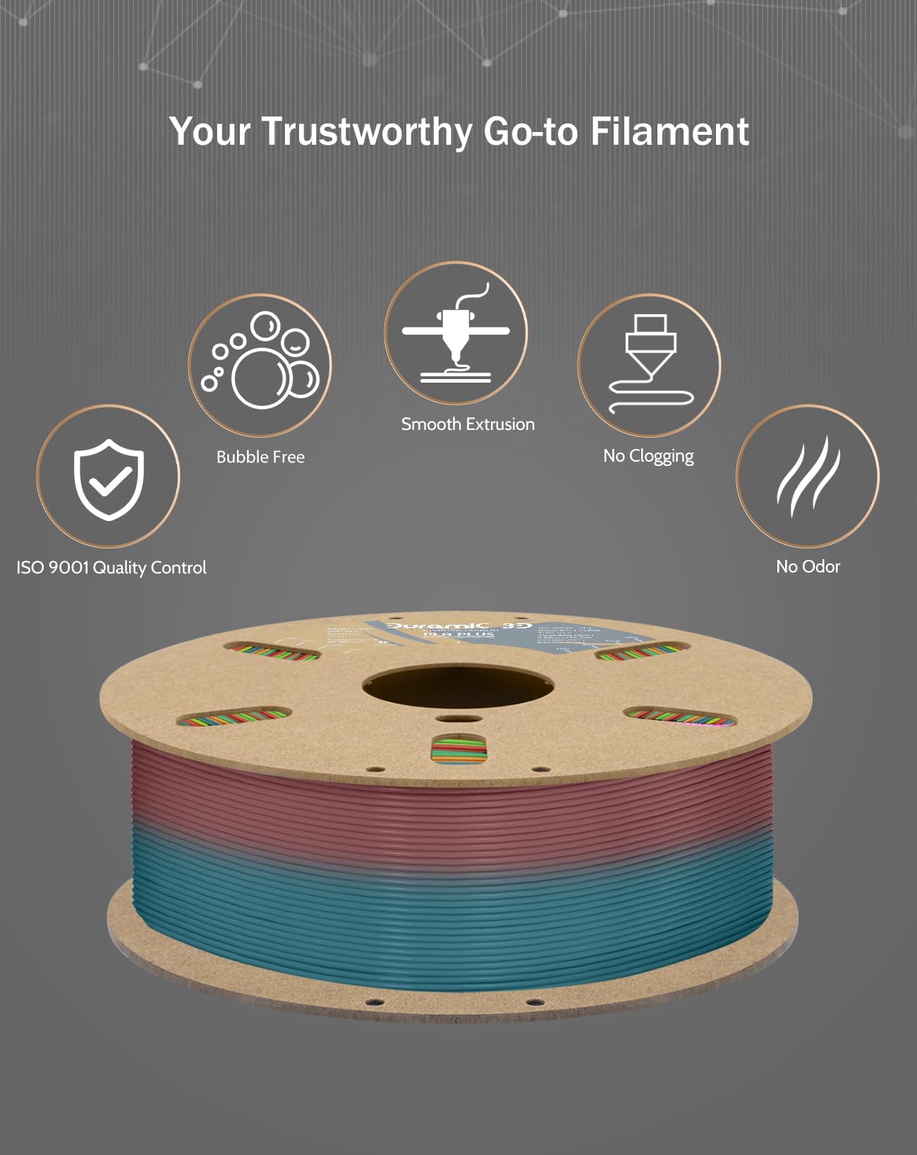 Pla Plus Filament 1.75Mm Rainbow,1Kg Pla+ 3D Printer Filament 8 Times Strength,2.2Lb Cardboard Spool 3D Printing Filament Dimens