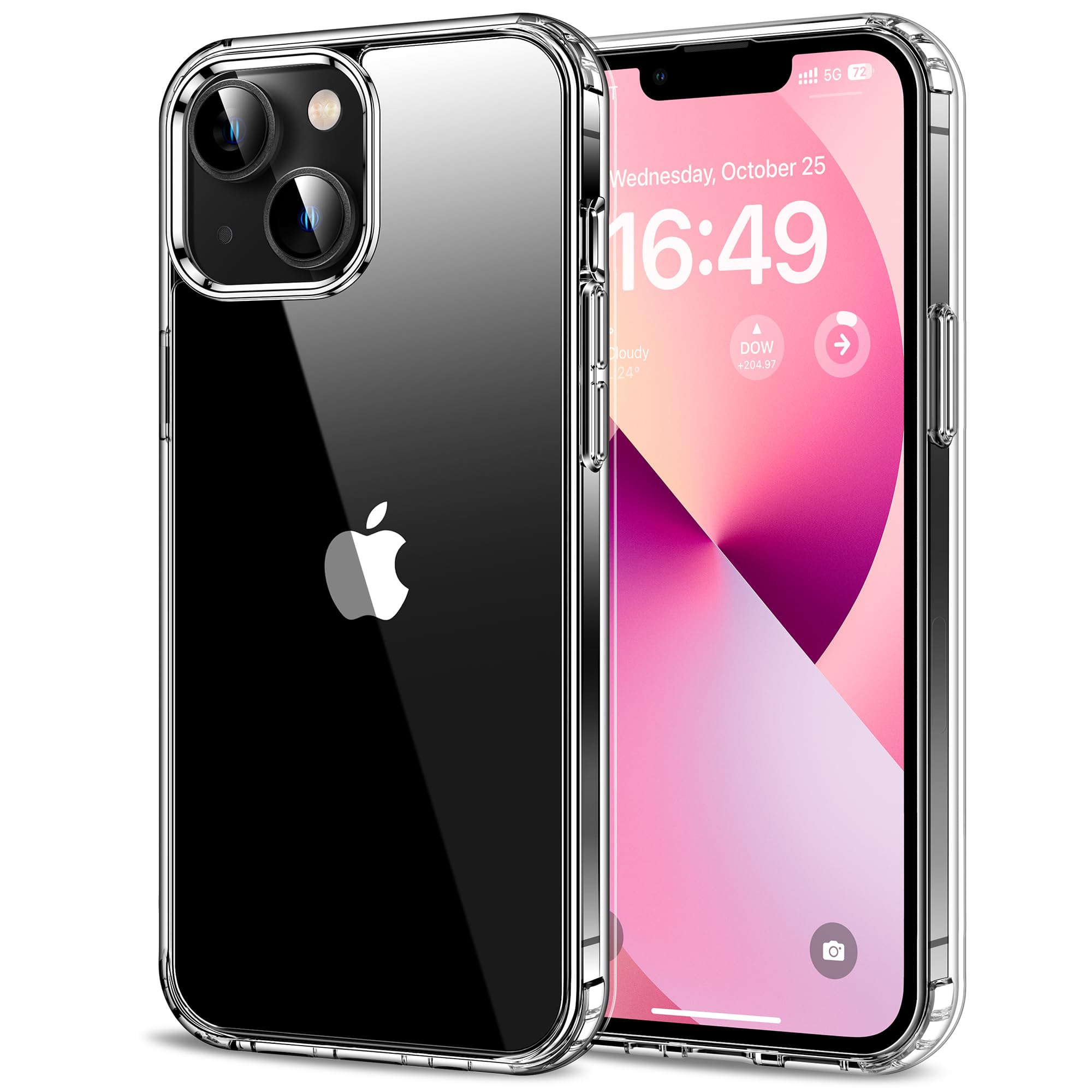 HOOMIL Case for iPhone 13 Mini 5.4-Inch, Non-Yellowing, Drop Protection, Anti-Scratch Transparent Hard Back Phone Cover - Crysta