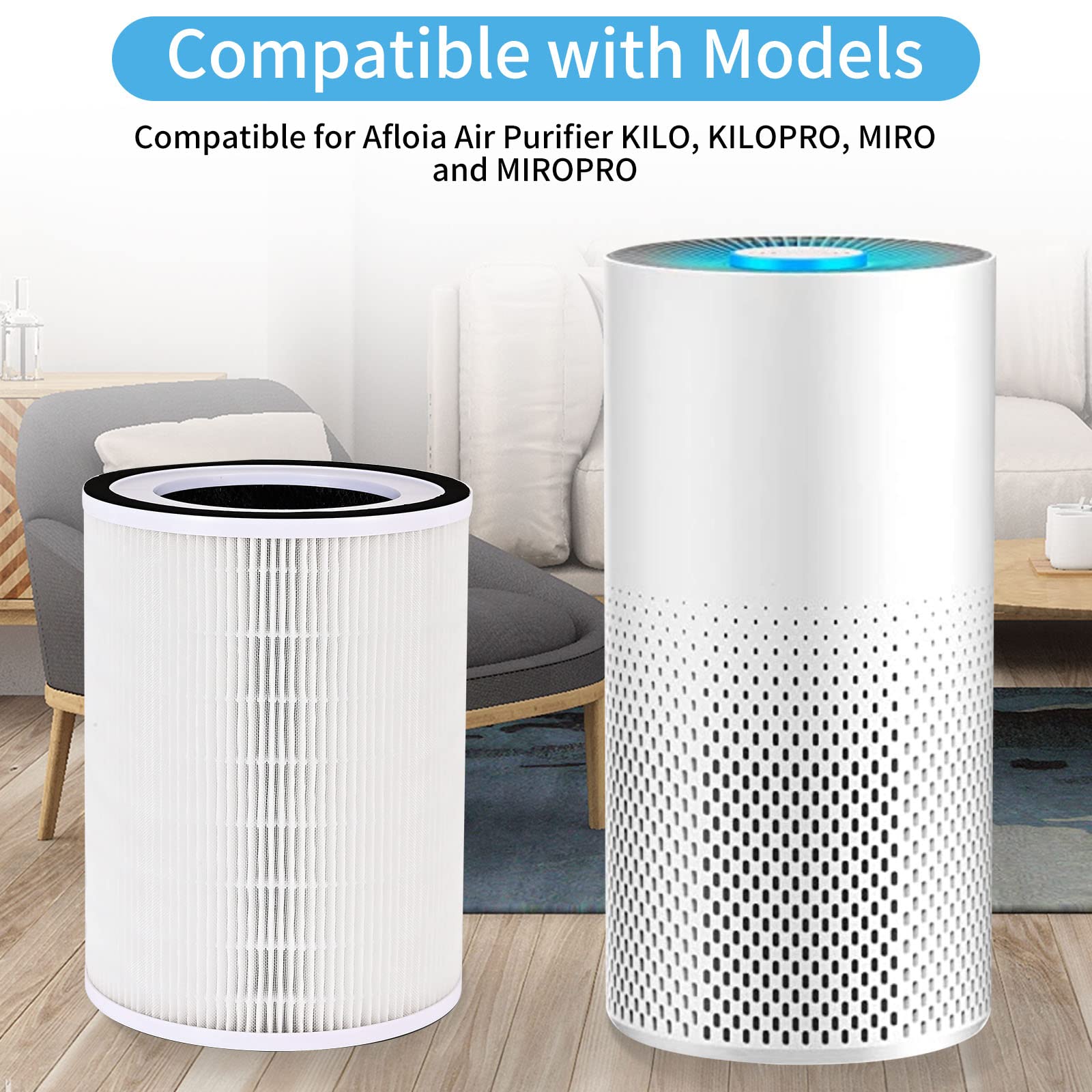 True Hepa Kilo Filter 3603 Stage Replacement Filters Compatible For Afloia Kilo/Kilo Pro/Miro/Miro Pro Air Purifier, H13 True He