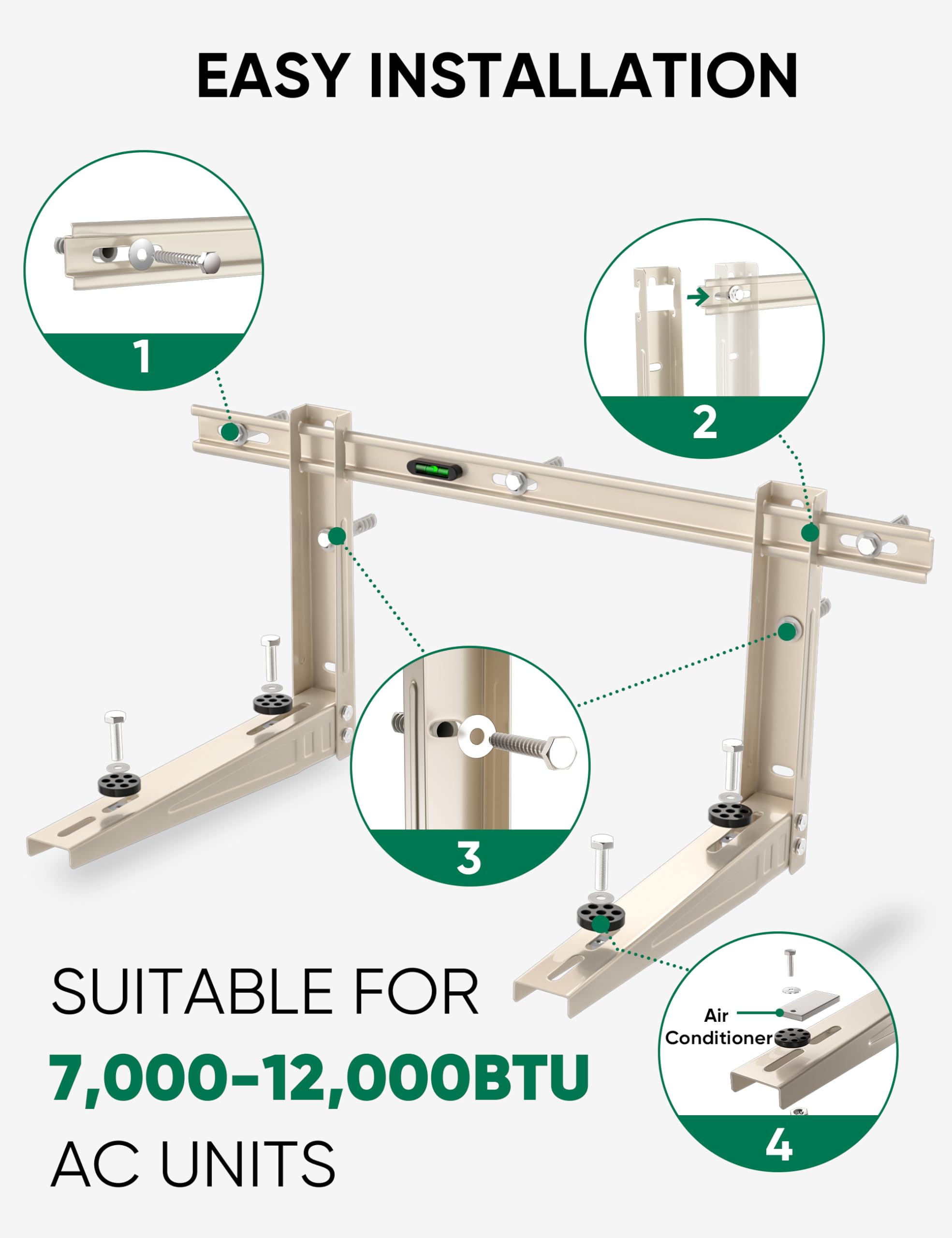 Plusluck Mini Split Wall Mounting Bracket For 7000 12000 Btu Mini Split Air Conditioner With Leveler Universal Ductless Ac And H