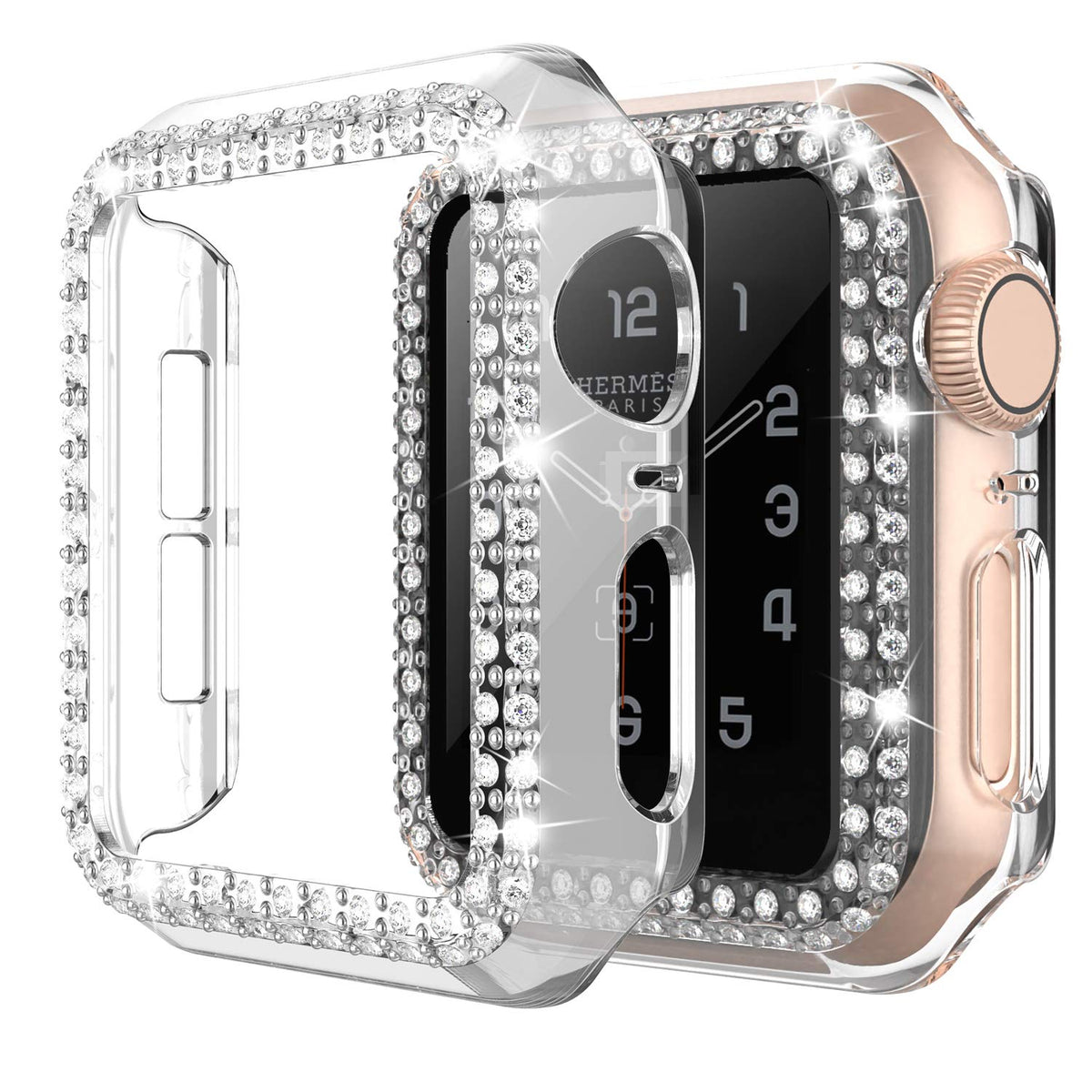 Adepoy Compatible For Apple Watch Case 40Mm Series 6/5/4 Se Bling Rhinestone Apple Watch Protective Case Bumper Frame Case Cover