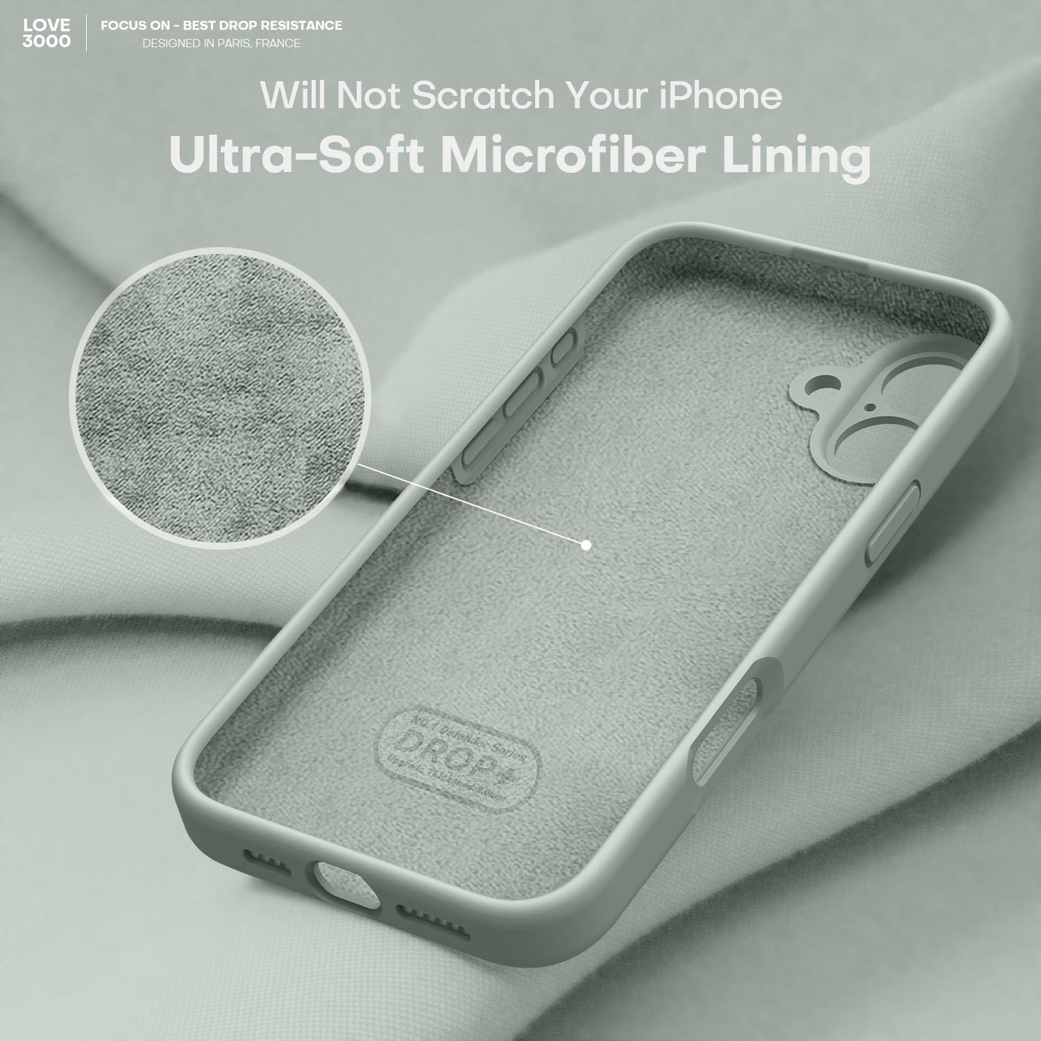 Love 3000 Designed For Iphone 16 Case, Premium Silicone With [Soft Anti Scratch Microfiber Lining] Shockproof Protective Phone C