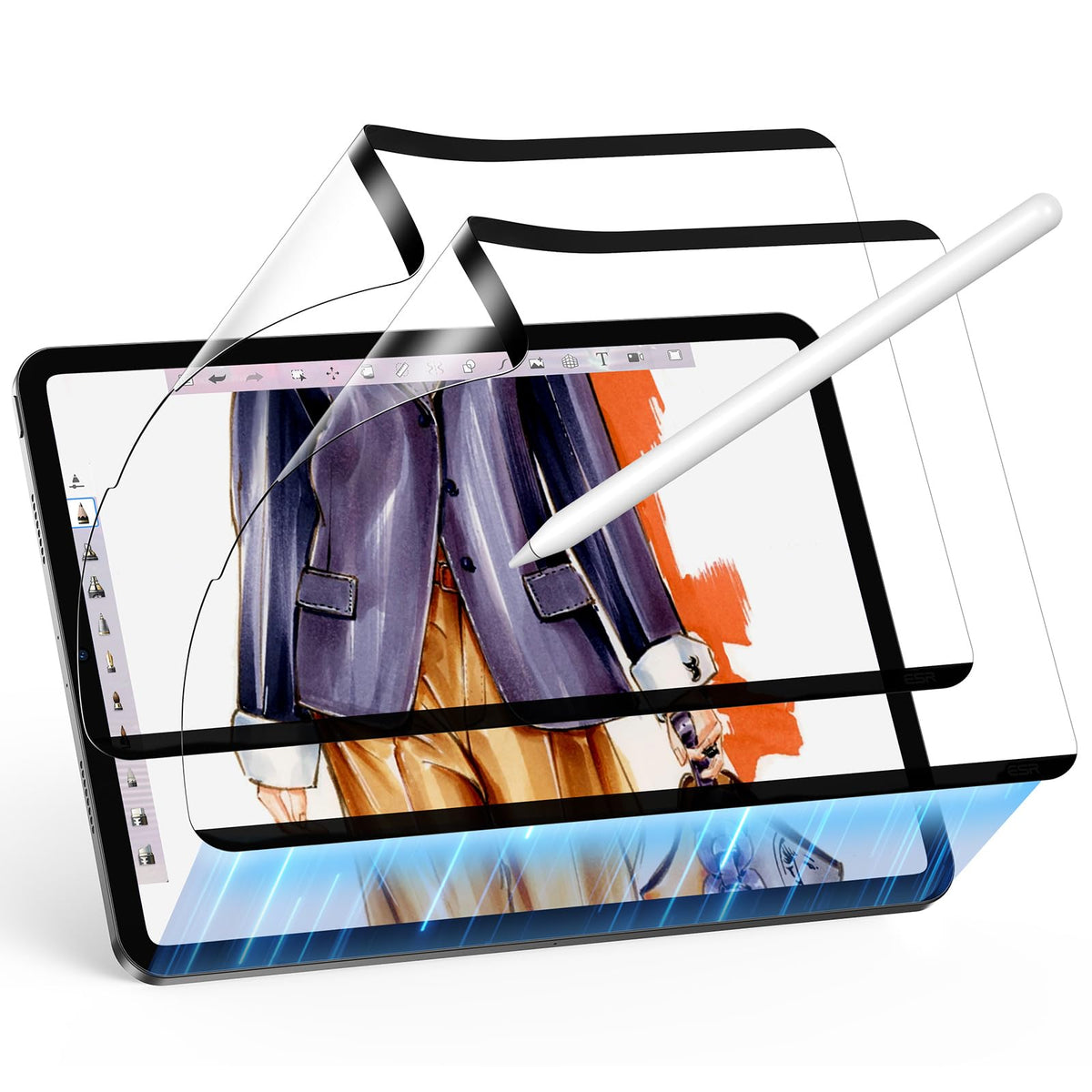 Esr 2 Pack Ipad Pro 12.9 Inch Paper-Feel Magnetic Screen Protector 6Th/5Th/4Th/3Rd Generation (2022/2021/2020/2018), Write And Draw Like On Paper, Detachable And Reusable, Matte Finish