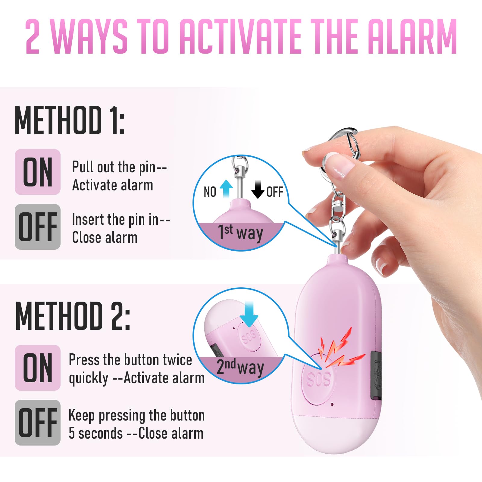 Safesound Personal Alarm Siren Song 3 Pack   130Db Self Defense Alarm Keychain Emergency Led Flashlight With Usb Rechargerable