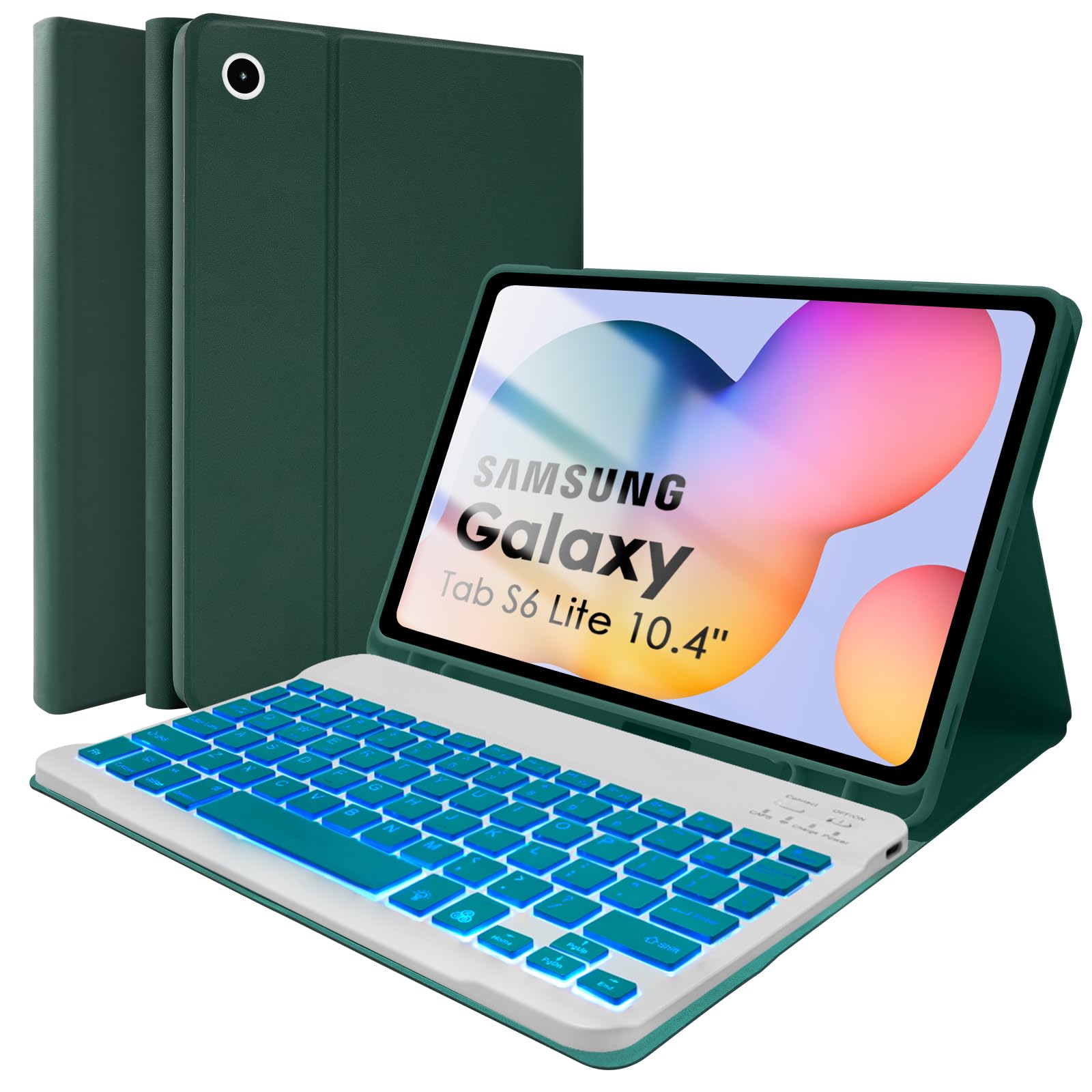 Soppy 7 Colors Backlit Samsung Galaxy Tab S6 Lite Case With Keyboard For 10.4 Inch 2022/2020(Sm P610/P613/P615/P619), Rechargeab