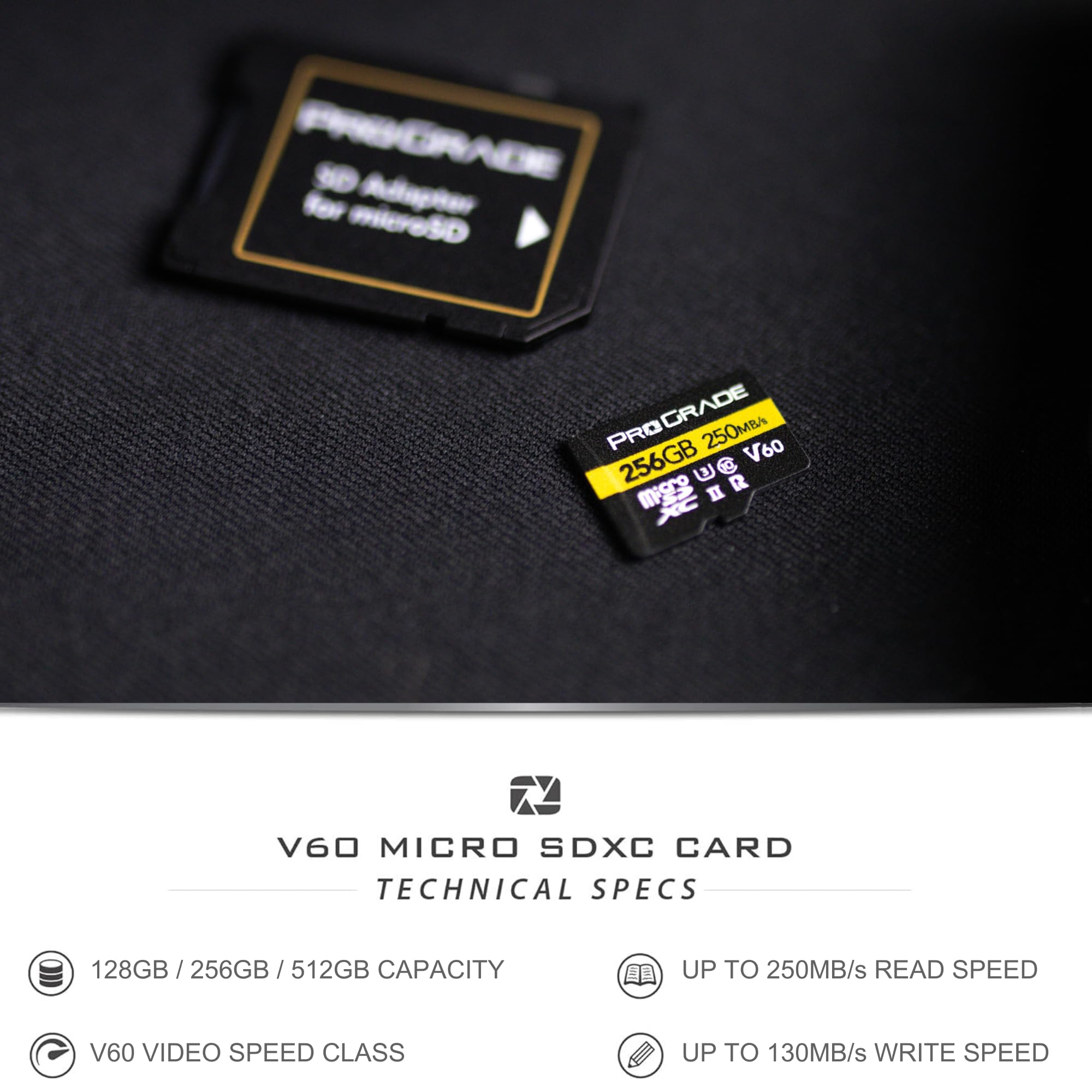 Microsd Card V60 (256Gb)   Tested To Work With Full Size Sd Card Devices | Up To 250Mb/S Read, 130Mb/S Write By Prograde Digital