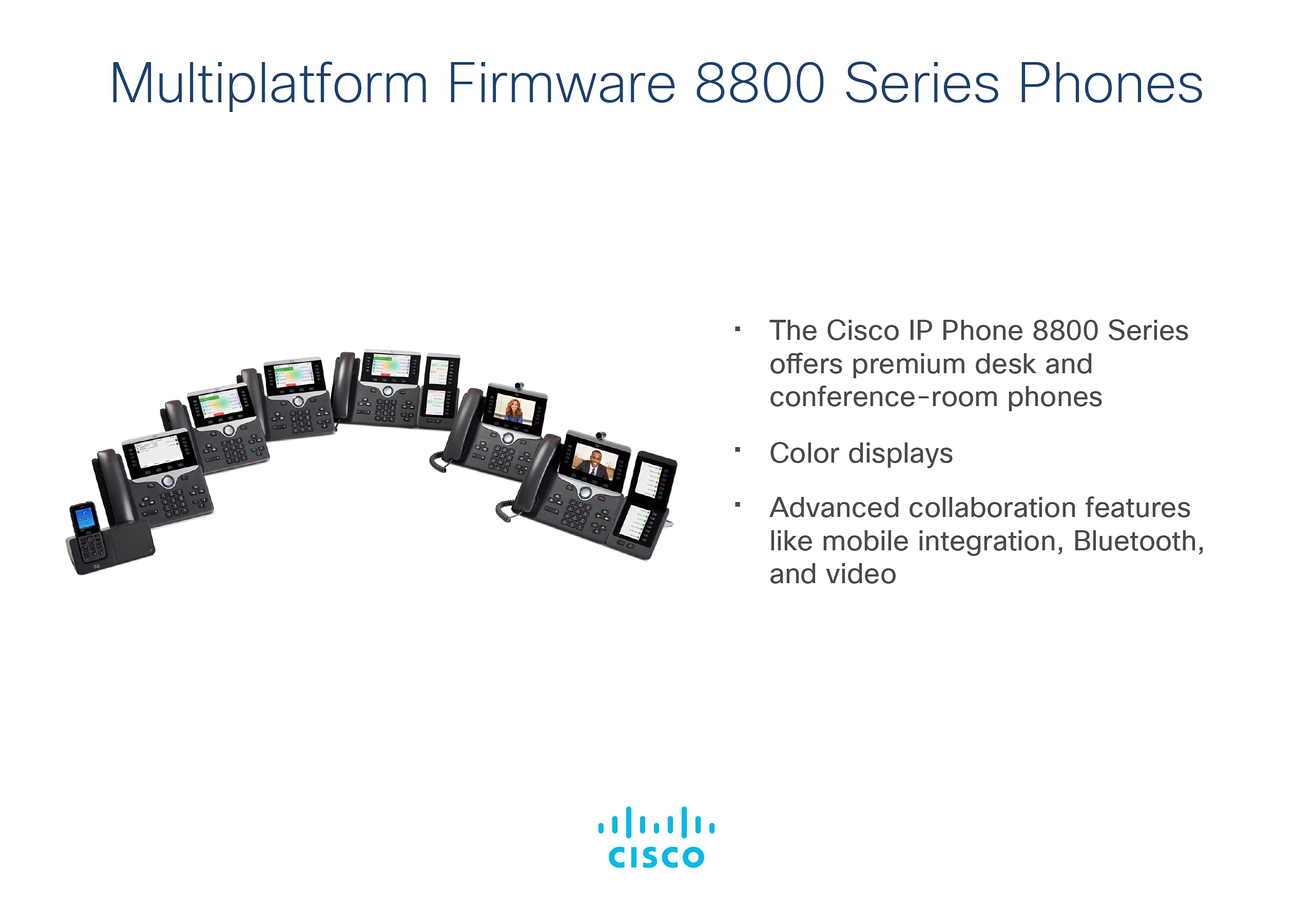 Cisco Ip Phone 8851 With Multi Platform Phone Firmware, 5 Inch Vga Backlit Color Display, Gigabit Ethernet Switch, Class 2 Poe,