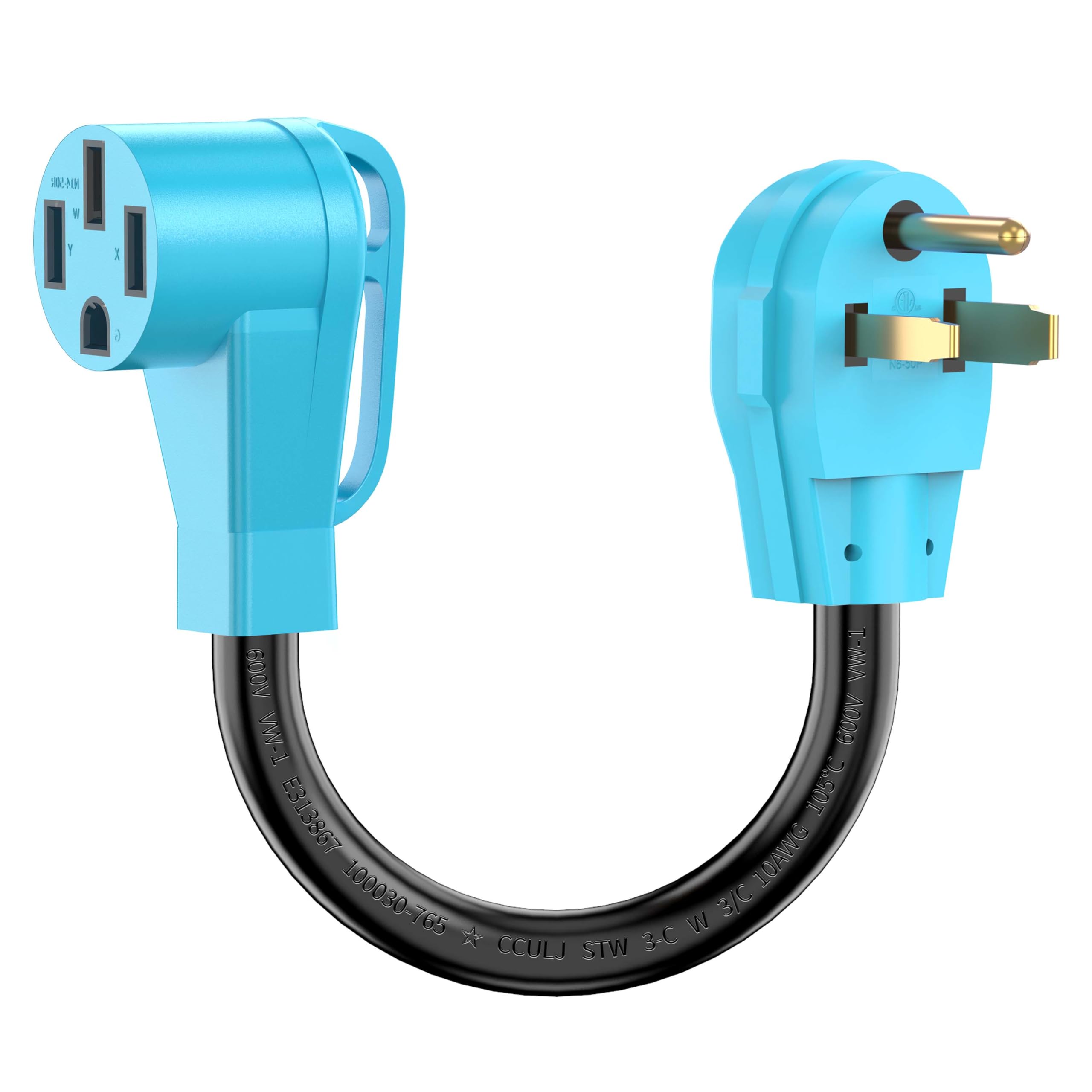 Circlecord Nema 6 50P To 14 50R Ev Charger Adapter Cord For Level 2 Ev Charging, 180 Degree Bent Design With Grip Handle, Heavy