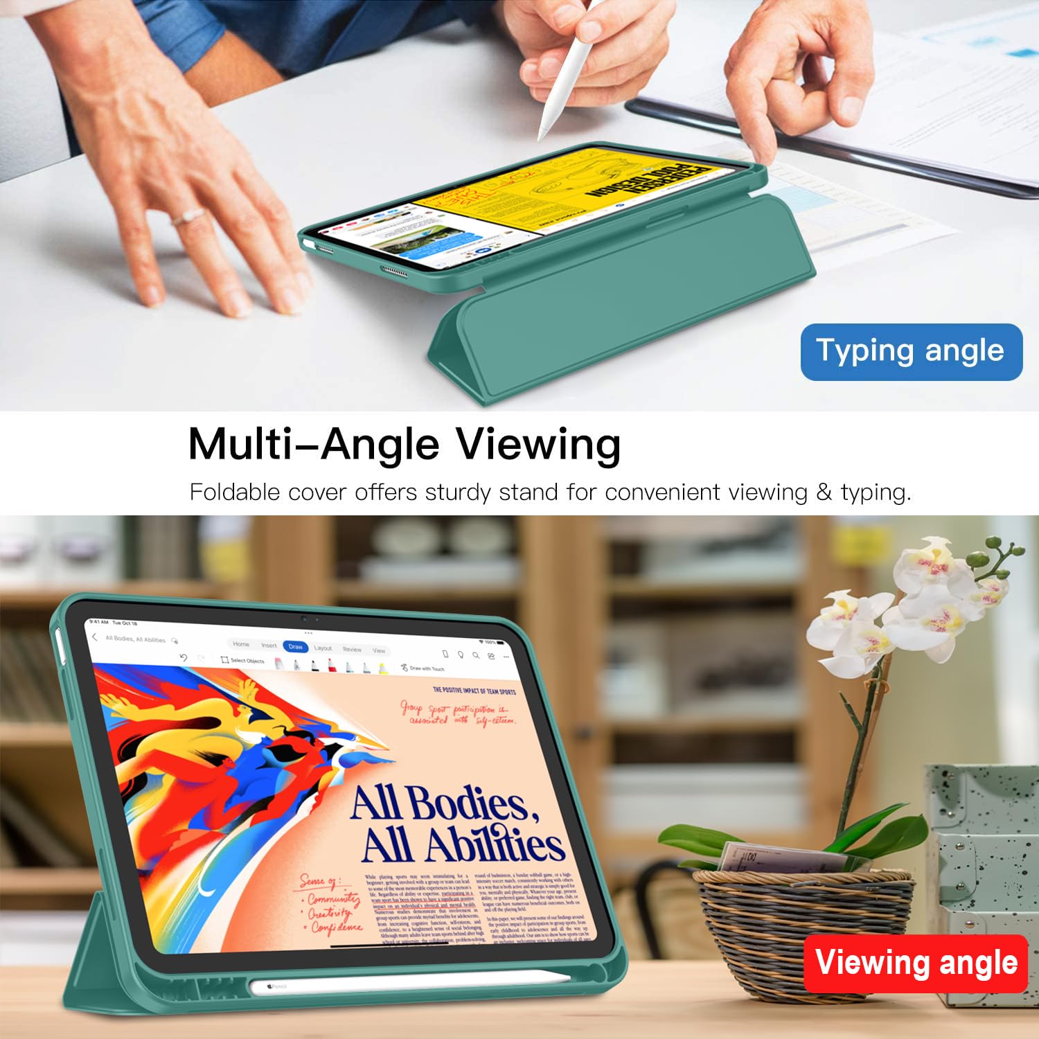 Imieet New Ipad (A16) 11Th Generation Case 11 Inch 2025, Ipad 10Th Generation Case 2022 10.9 Inch With Pencil Holder, Trifold Stand Smart Cover With Soft Tpu Back,Auto Wake/Sleep(Forest Green)