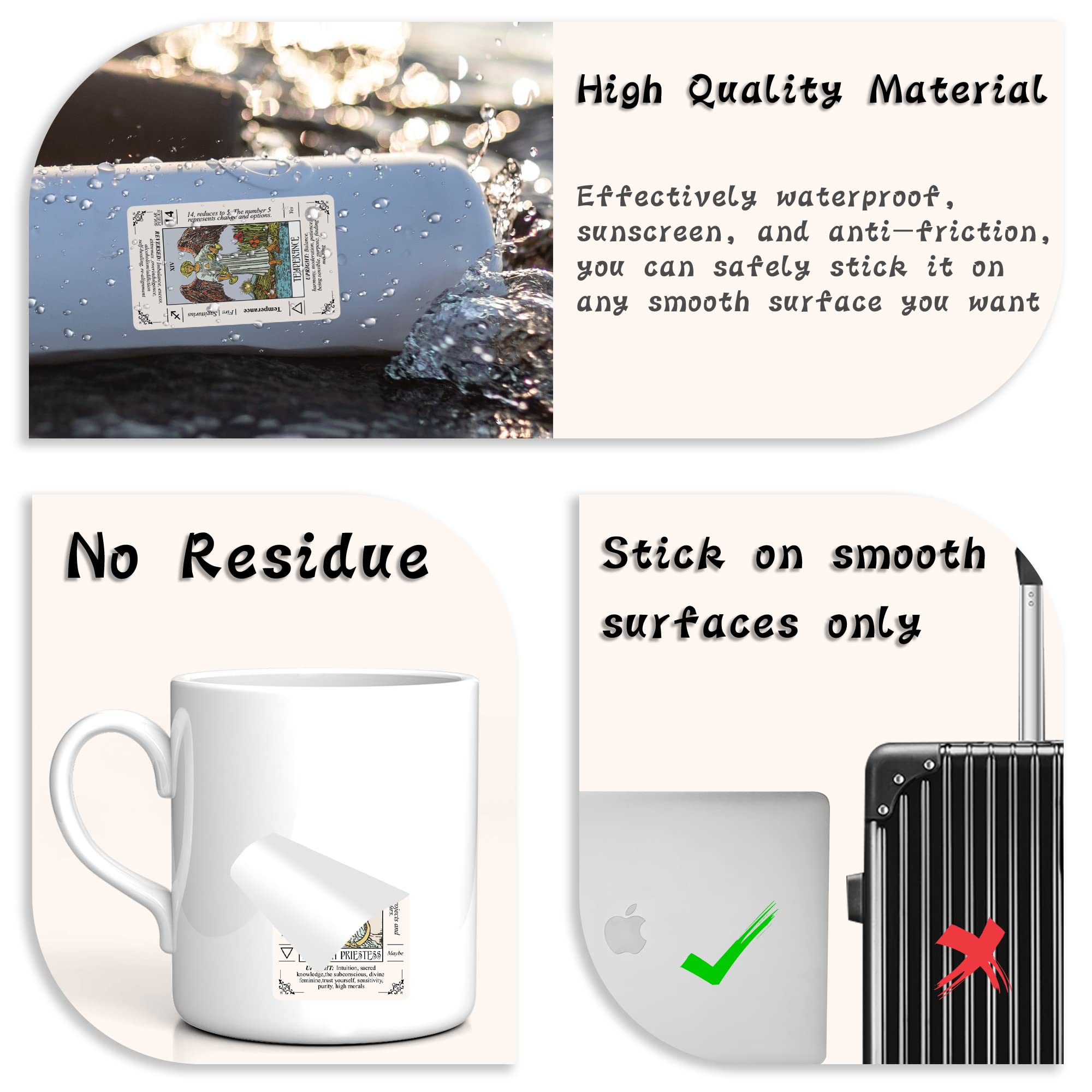 440 Pcs Mini Tarot Stickers,Diy 5 Sets Full Deck Tarot Cards Stickers For Tarot Journal & Planner With Meanings On Them,Vinyl Waterproof Stickers For Laptop Hydro Flask Water Bottle