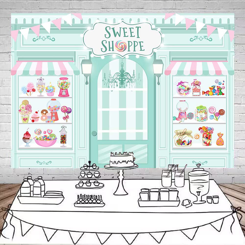 Mocsicka Sweet Shoppe Backdrop Dessert Parlor For Girl Birthday Party Background Decorations Donut Ice Cream Cake Table Decor Ph