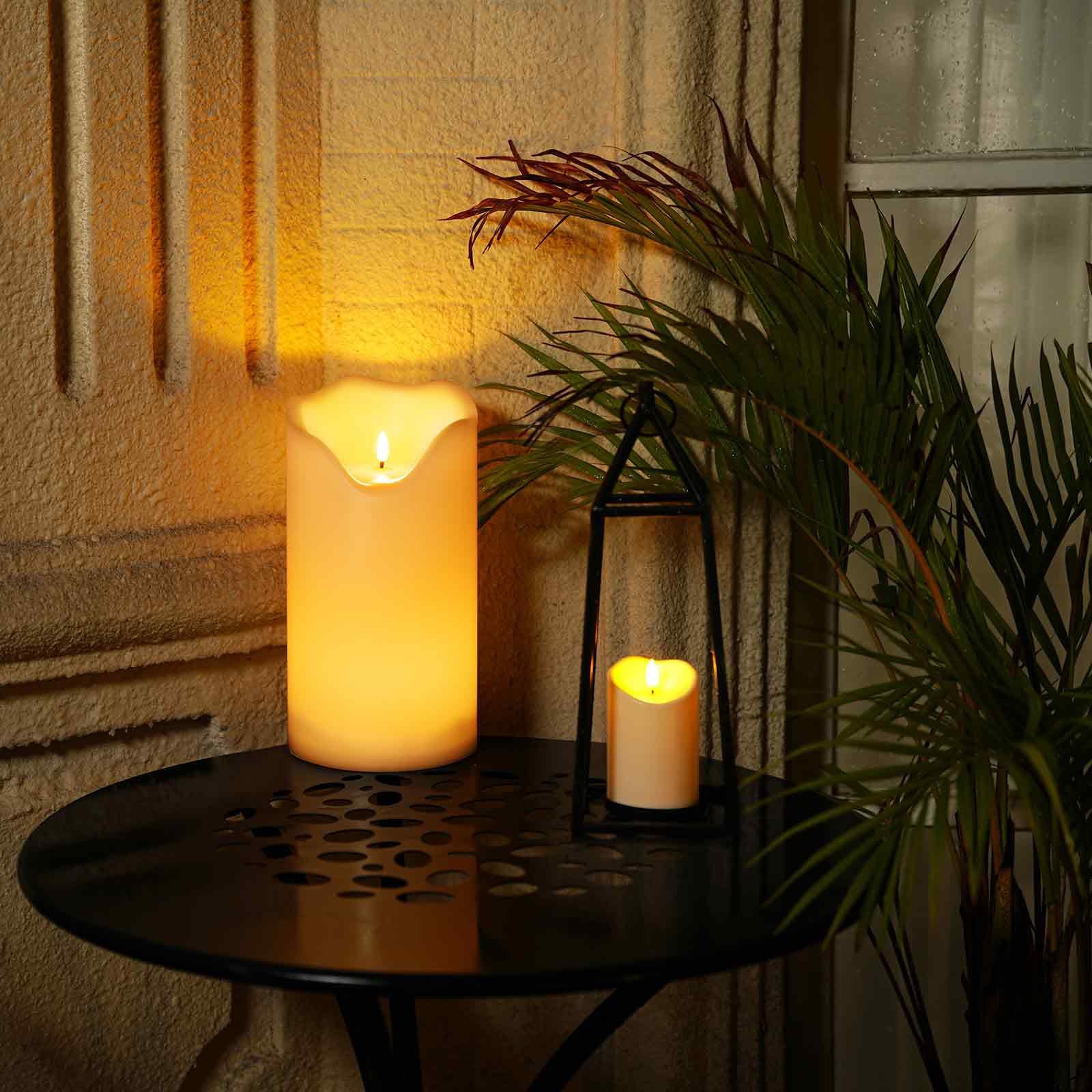 Homemory 6'' X 12'' Extra Large Outdoor Waterproof Candle With Auto 6 Hour Timer, White Plastic Made, Long Last For Months