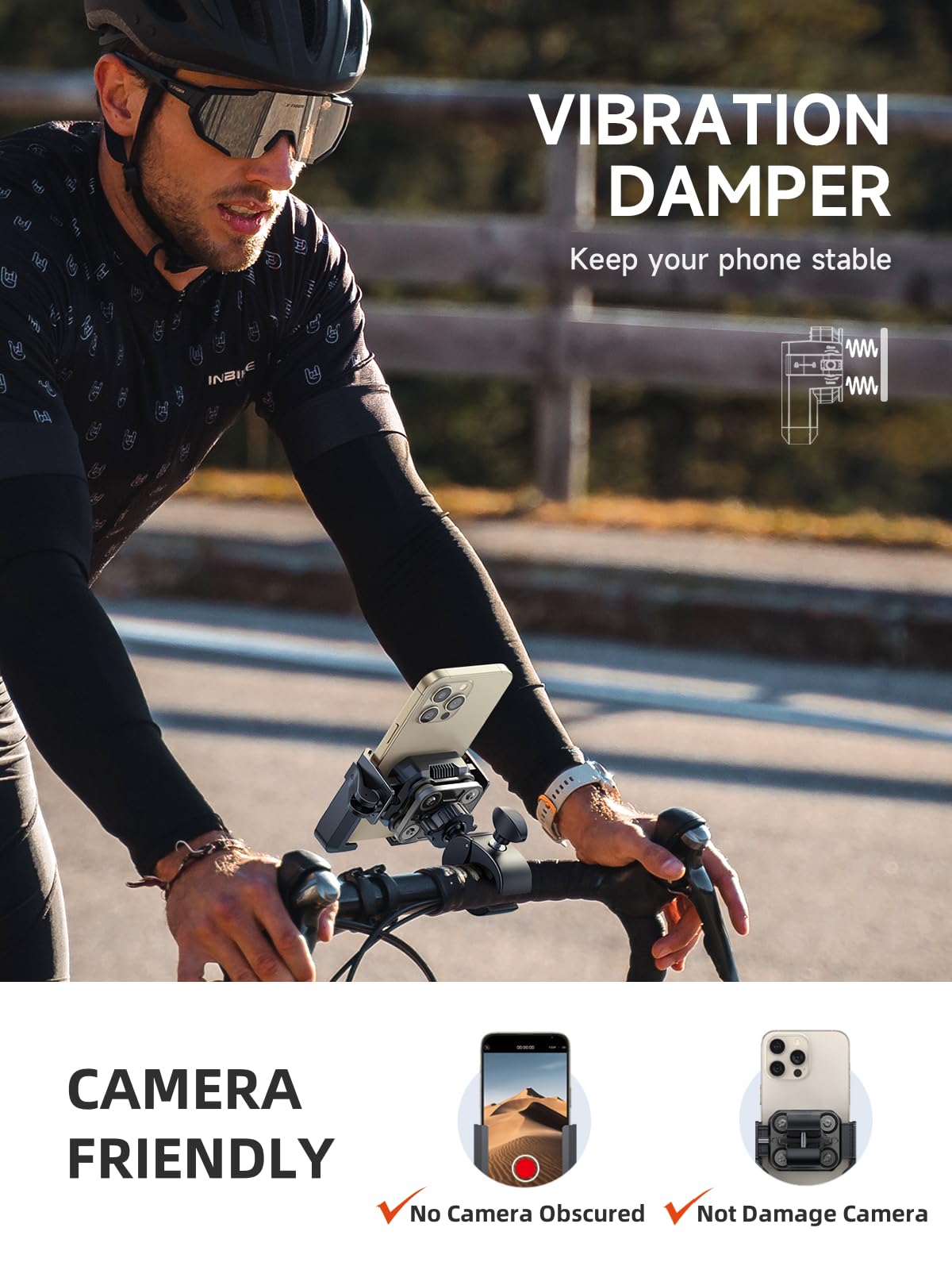 Bovemanx Bike Phone Holder Mount [Military Anti Vibration] 2024 Universal Motorcycle Phone Mount Handlebar Clamp For Electric Sc