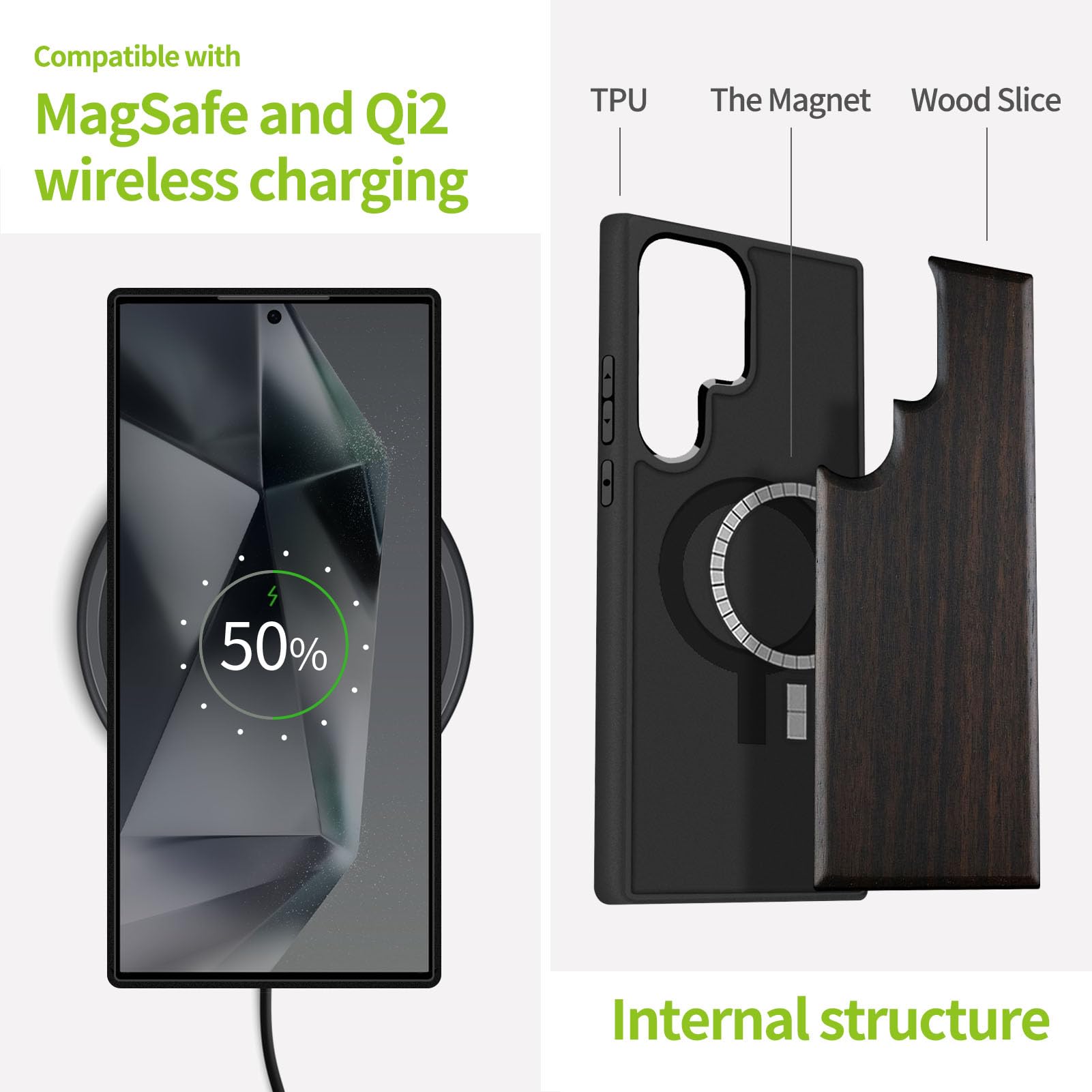 Carveit Magnetic Wooden Case For Samsung Galaxy S25 Ultra Case 2025, Tpu Shockproof Cover & Wood Artisan Engraved, Compatible Wi