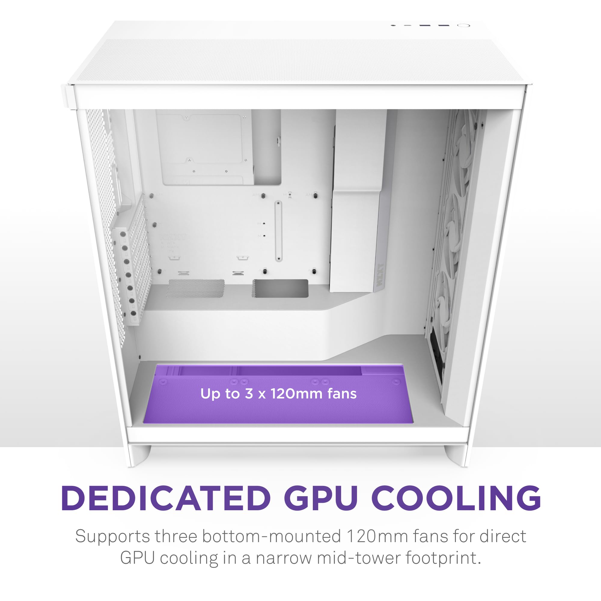 Nzxt H7 Flow Rgb | Mid Tower Atx Airflow Case With Rgb Fans | Supports Bottom Fans For Direct Gpu Cooling | Includes 360Mm Rgb S
