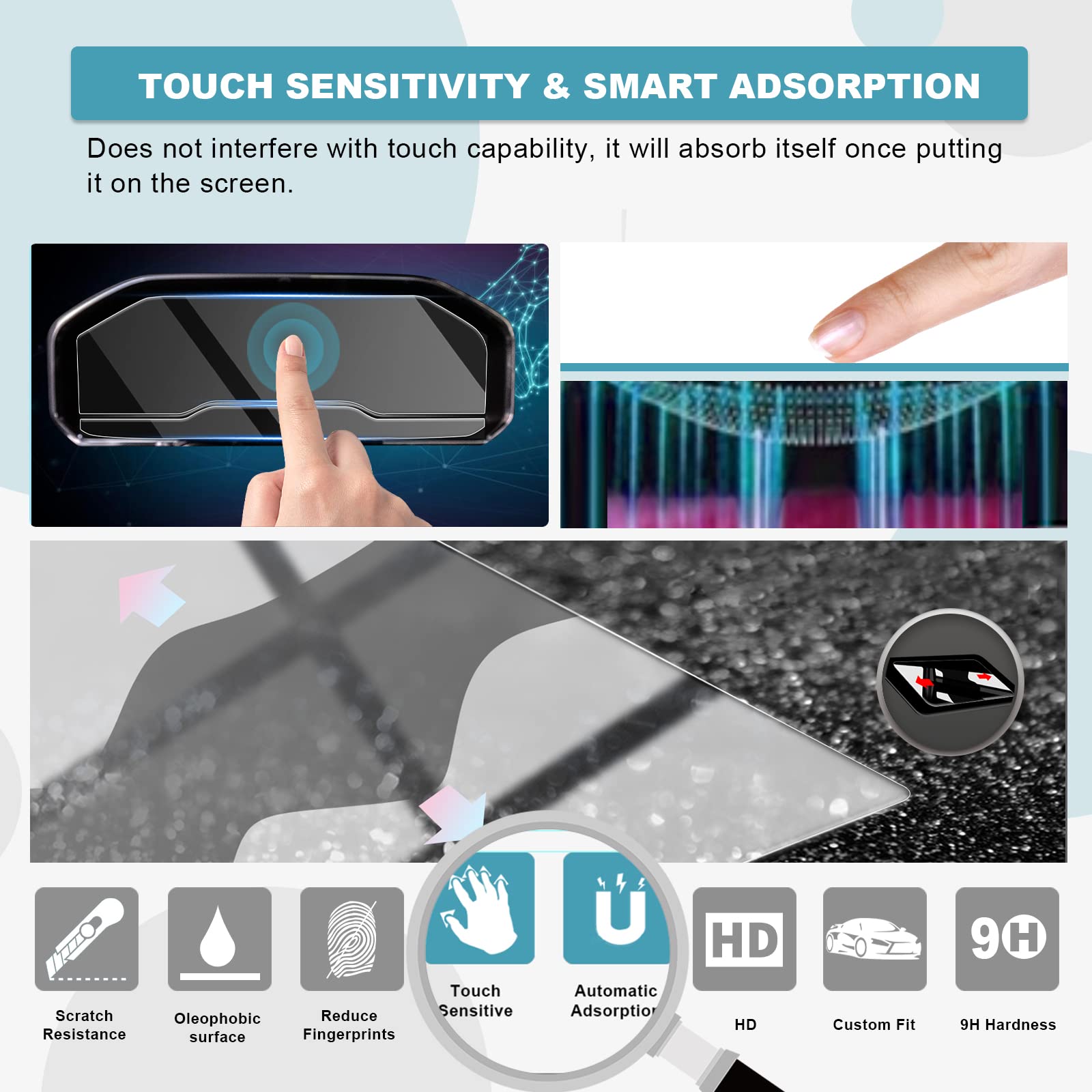 Cdefg 2022 2025 Silverado Screen Protector For 2022 2025 Chevy Silverado Pickup Truck Instrument Cluster Screen Protector Foils Display Screen Protective Film Tempered Glass Anti Scratch 2022 2025 Silverado Truck Accessories (2Pcs Instrument Cluster)