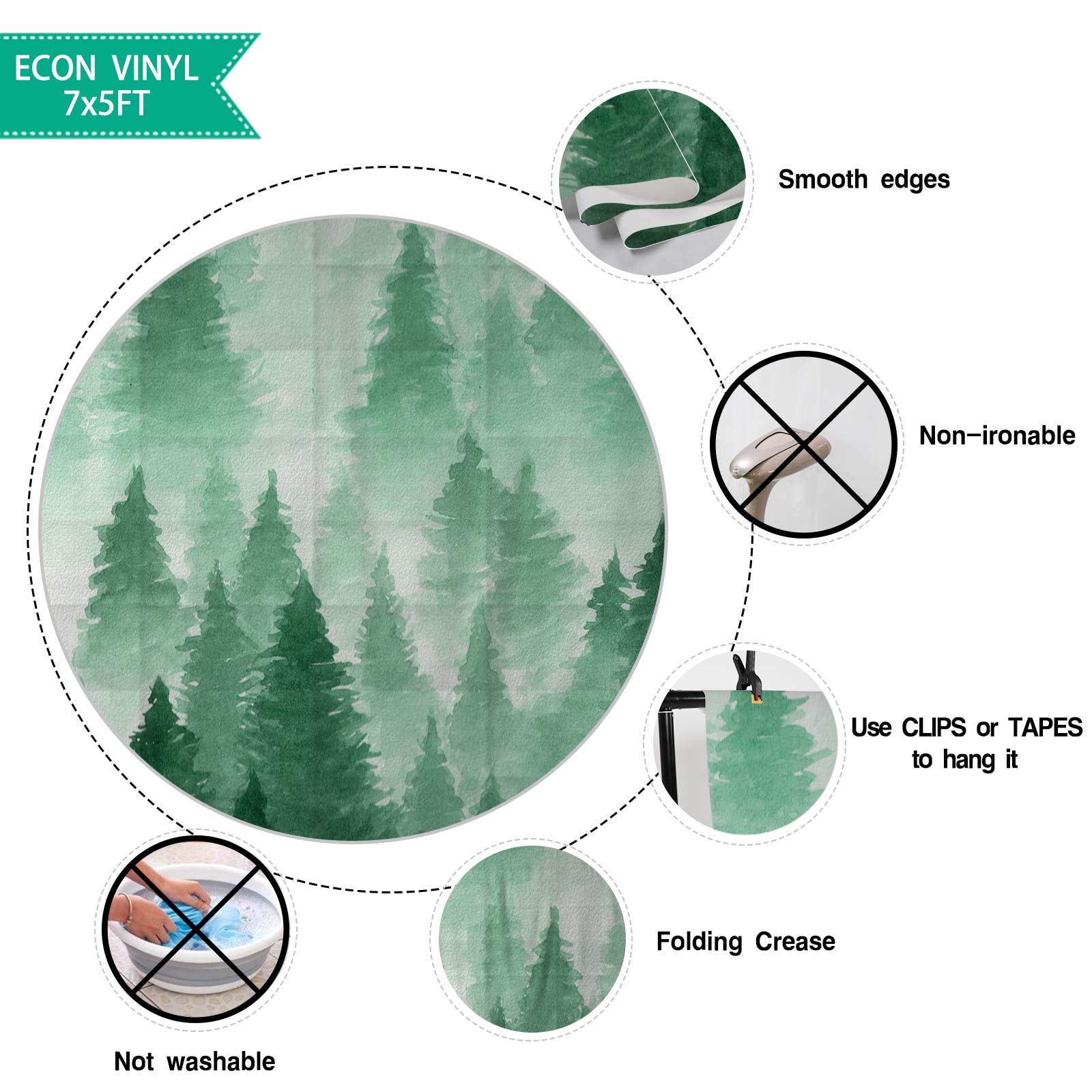 Allenjoy Green Oil Painting Forest Backdrop Nature Watercolour Tree Christmas Party Photography Backdrop Kids Newborn Baby Portr