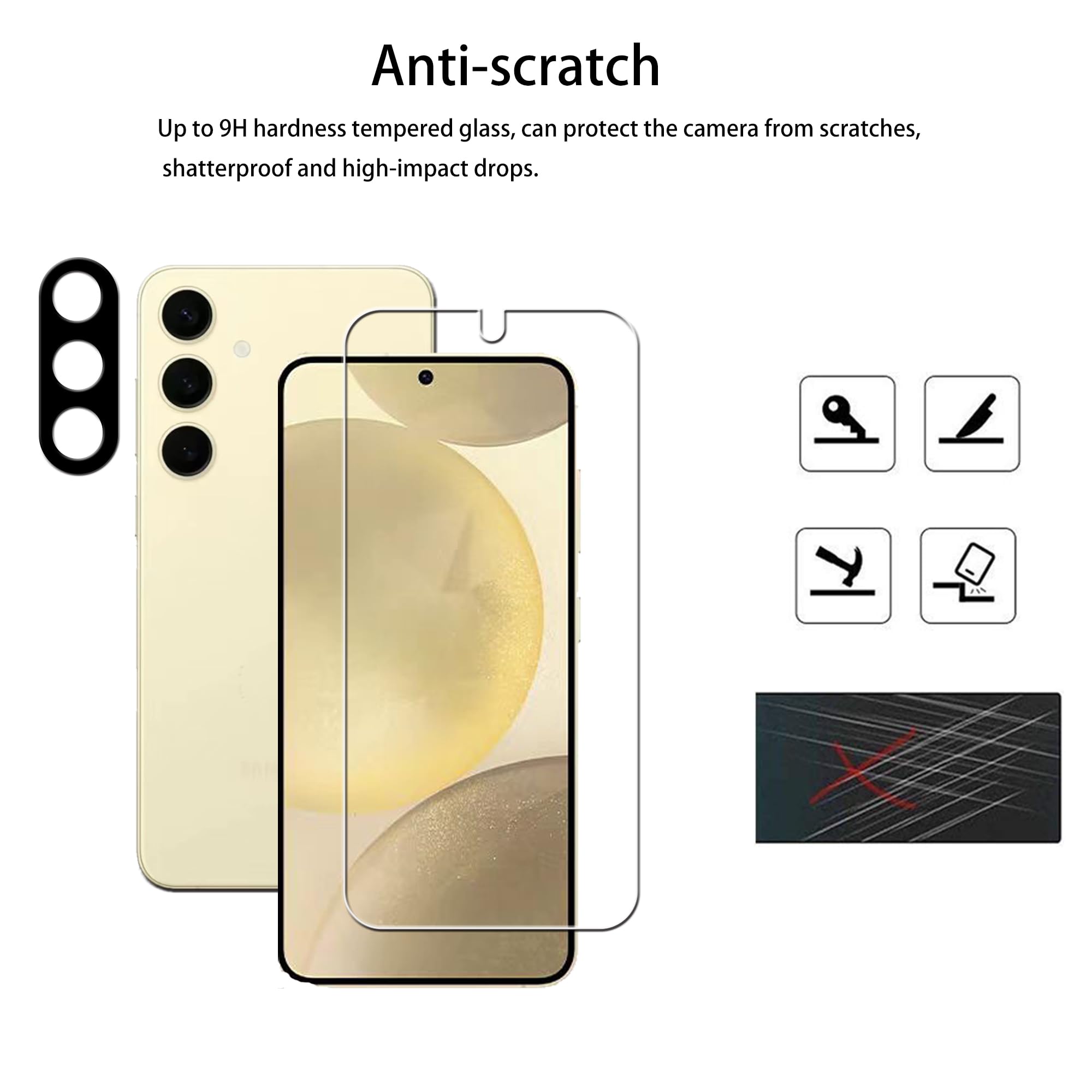 Hkkais Screen Protector For Samsung Galaxy S24+ / S24 Plus 5G Tempered Glass 2 Pack Camera Lens Protector Film 2 Pack With Easy