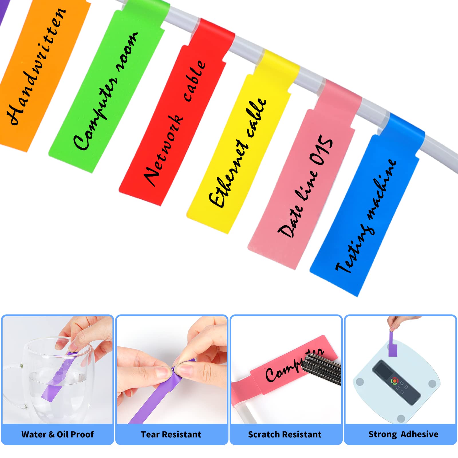 Hivihata 540 Cable Labels Management, Waterproof And Durable, 9 Colors & 2 Sheets, Cord Organizer Tags For Electronics, Charger