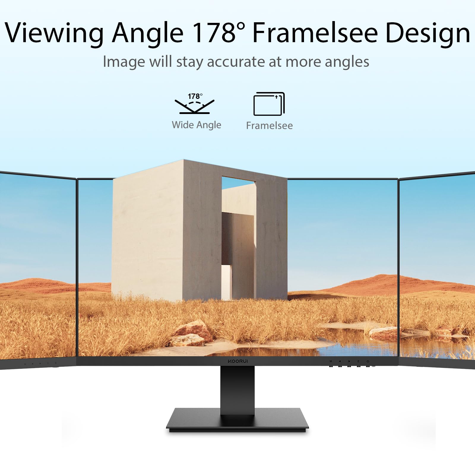 Koorui 24 Inch Computer Monitor Full Hd 1920 X 1080P Va Display 75Hz 3000:1 Contrast Ratio With Hdmi, Vga, Frameless, 75 X 75 Mm