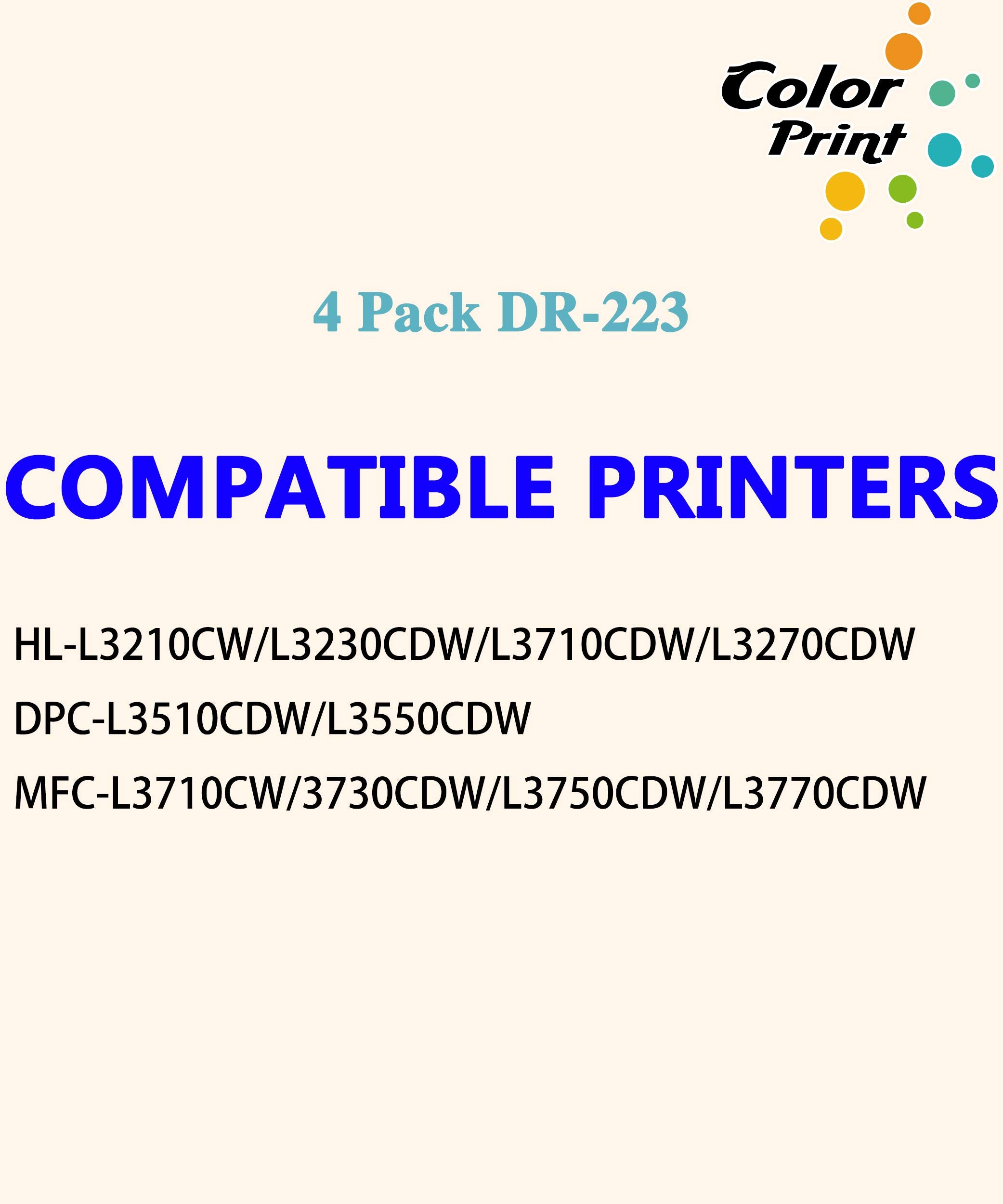 4 Pack Colorprint Compatible Drum Unit Replacement For Brother Dr223Cl 223Cl Dr 223Cl Work With Hl L3210Cw Hl L3230Cdw Hl L3270C