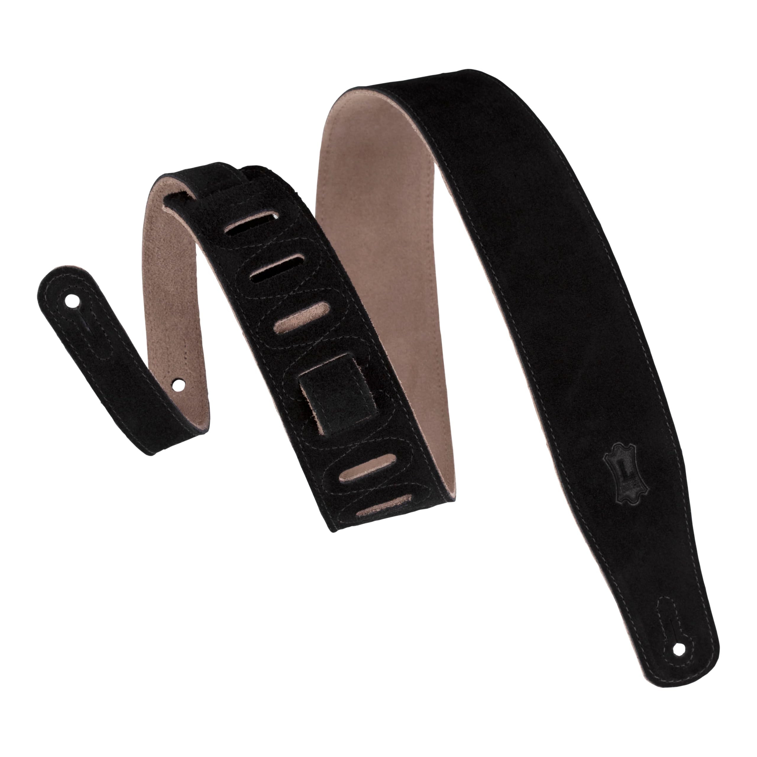 Levys Leathers Simply Suede Series 2.5 HandBrushed Natural Dye Guitar Strap; Black (MS26BLK)