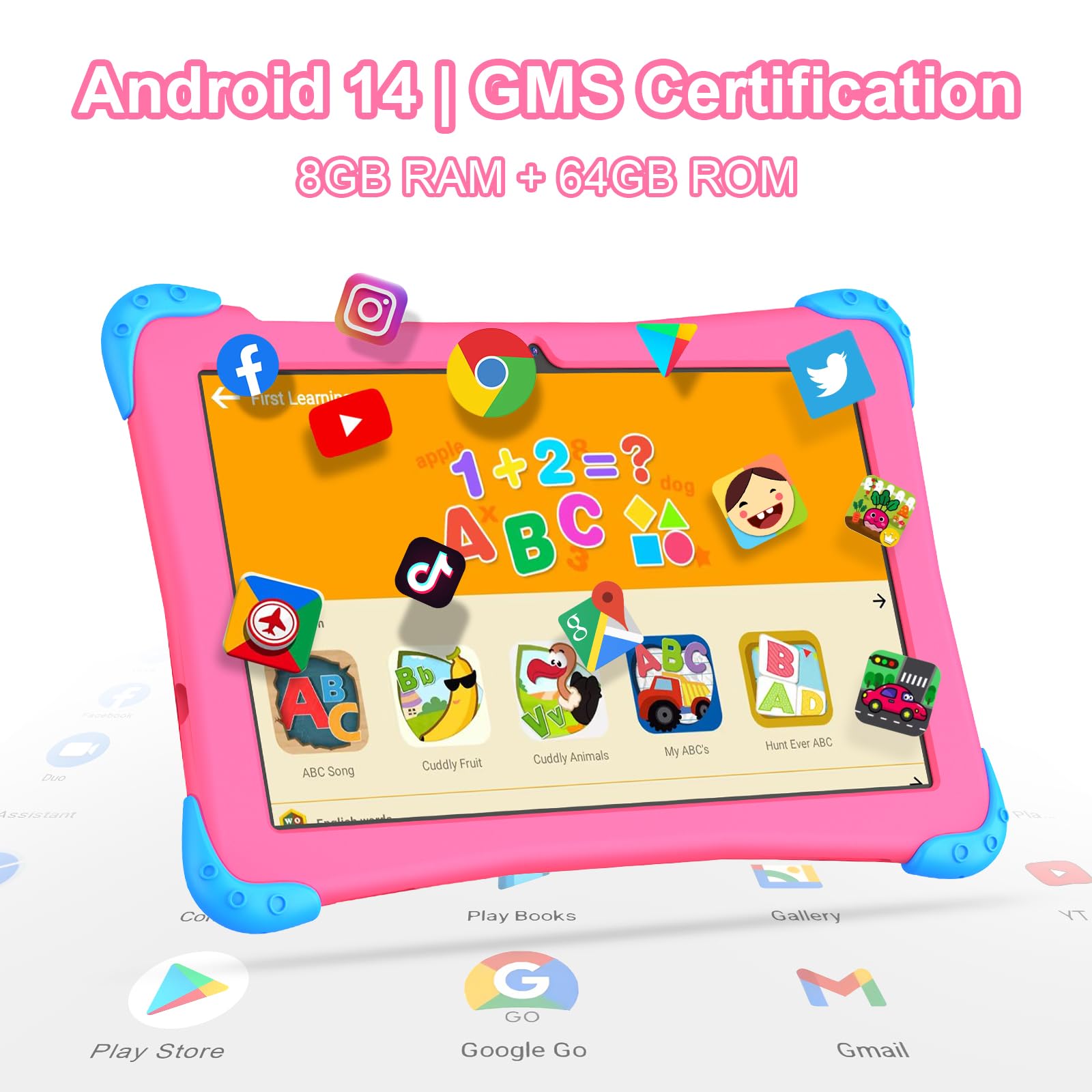 Fivahiva Kids Tablet, 10 Inch Android 14 Tablet For Kids 2 14 Ages, Octa Core, 8+64Gb(512Gb Expand), 6000Mah, Parental Controls,